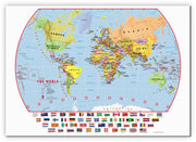 WM00414_S_CANVA - Primary World Wall Map Political with flags