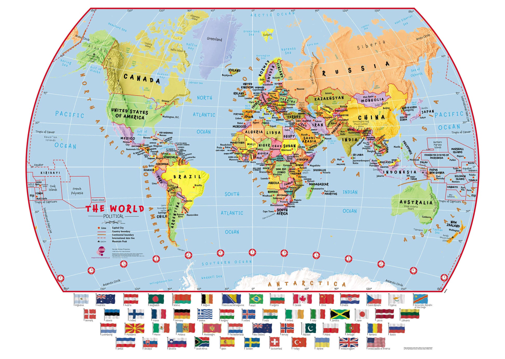 WM00414_H_LAMIN - Primary World Wall Map Political with flags