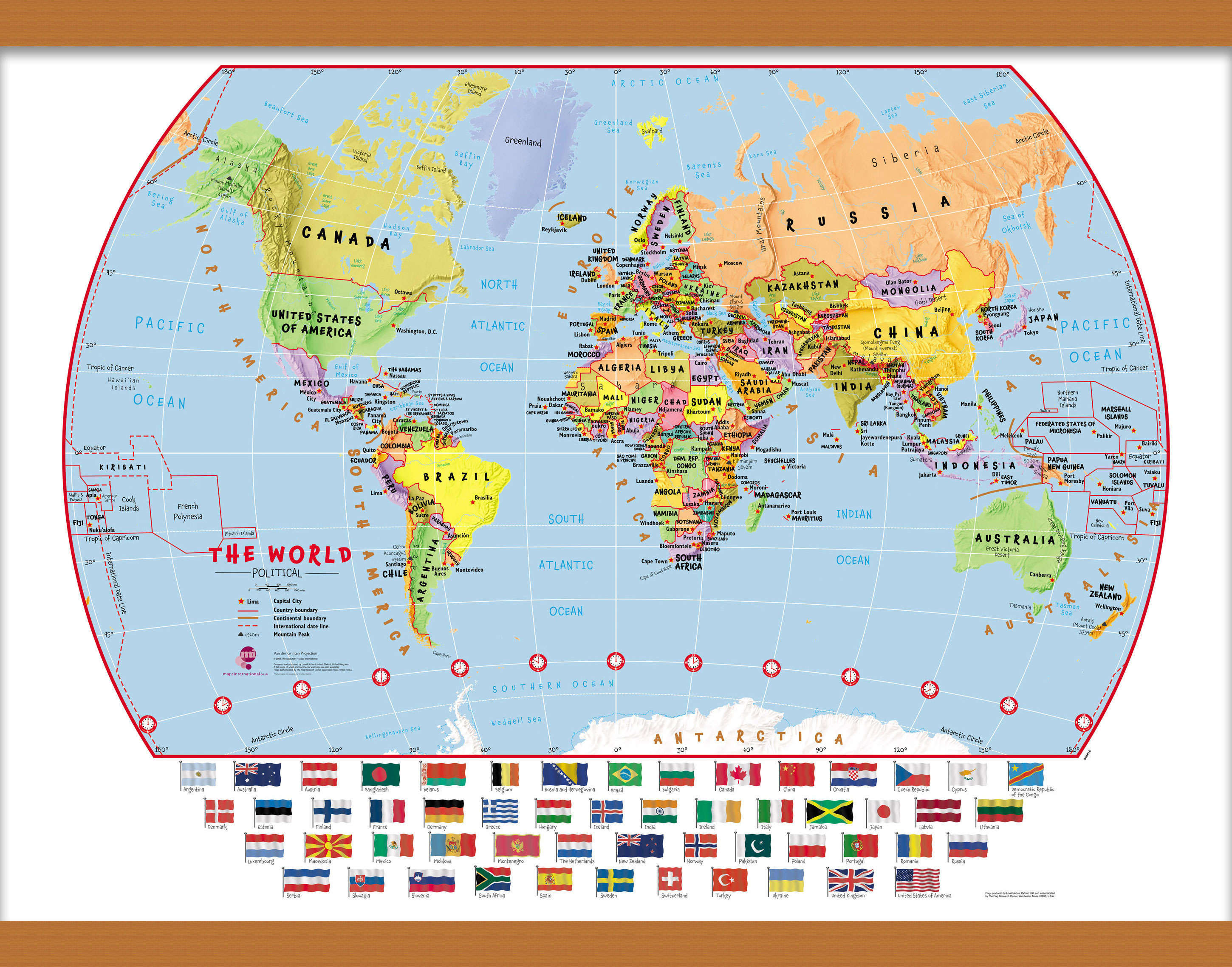 WM00414_S_LWDHB - Primary World Wall Map Political with flags