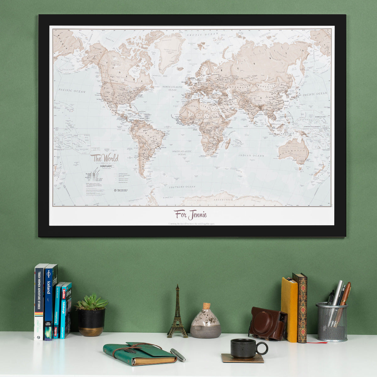 PS00275_M_WDBLA - Personalised World Is Art - Wall Map Neutral