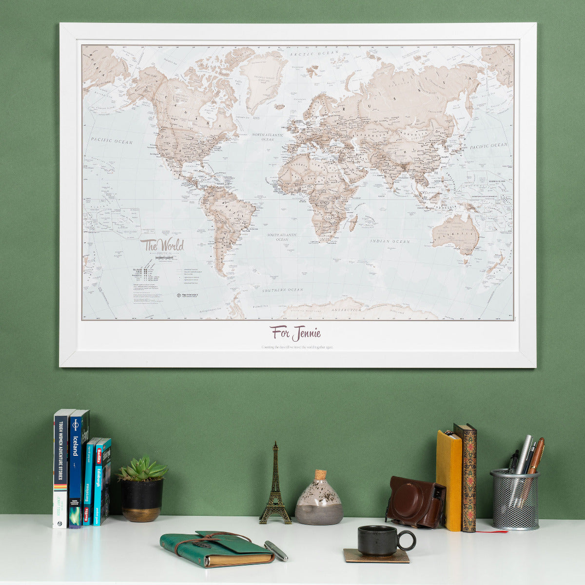 PS00275_M_WDWHI - Personalised World Is Art - Wall Map Neutral