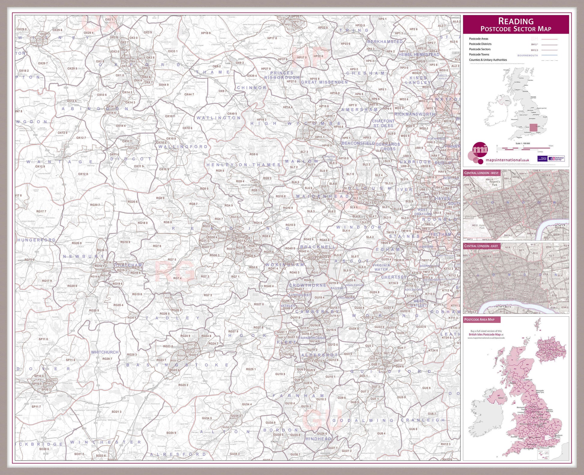 UK00784_L_LBDAL - Reading Postcode Sector Map