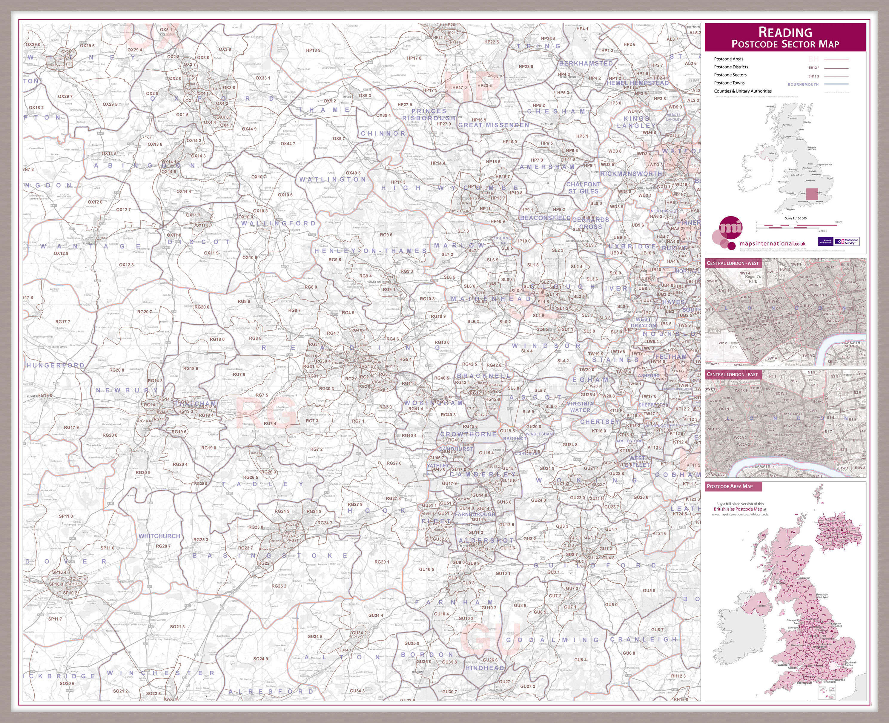 UK00784_L_MGFAL - Reading Postcode Sector Map