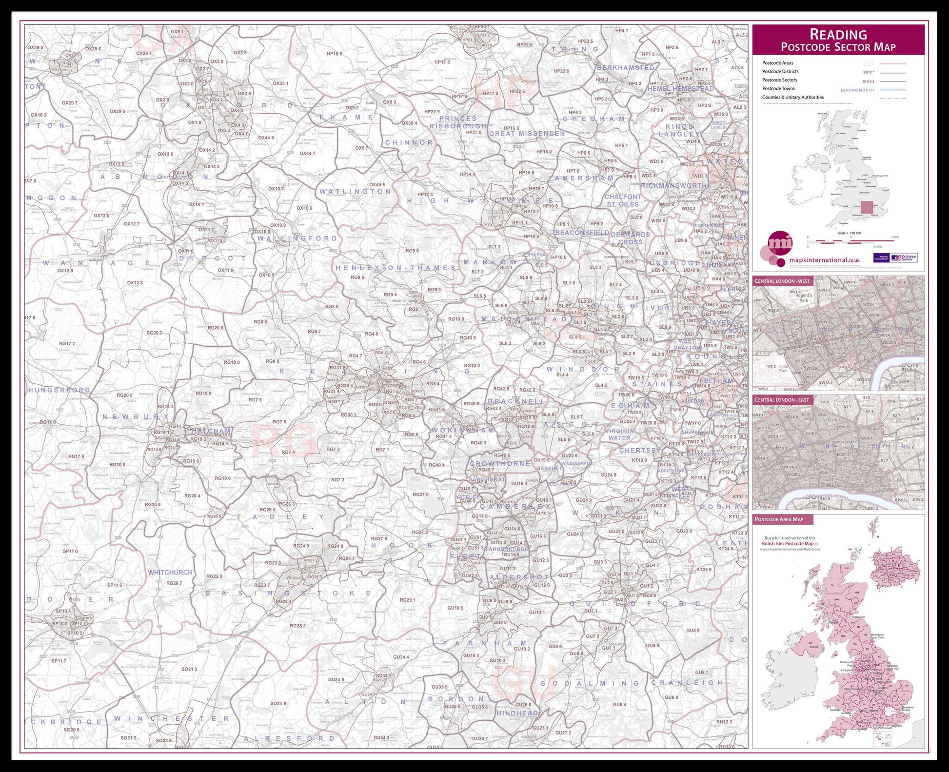 UK00784_L_LBDBL - Reading Postcode Sector Map