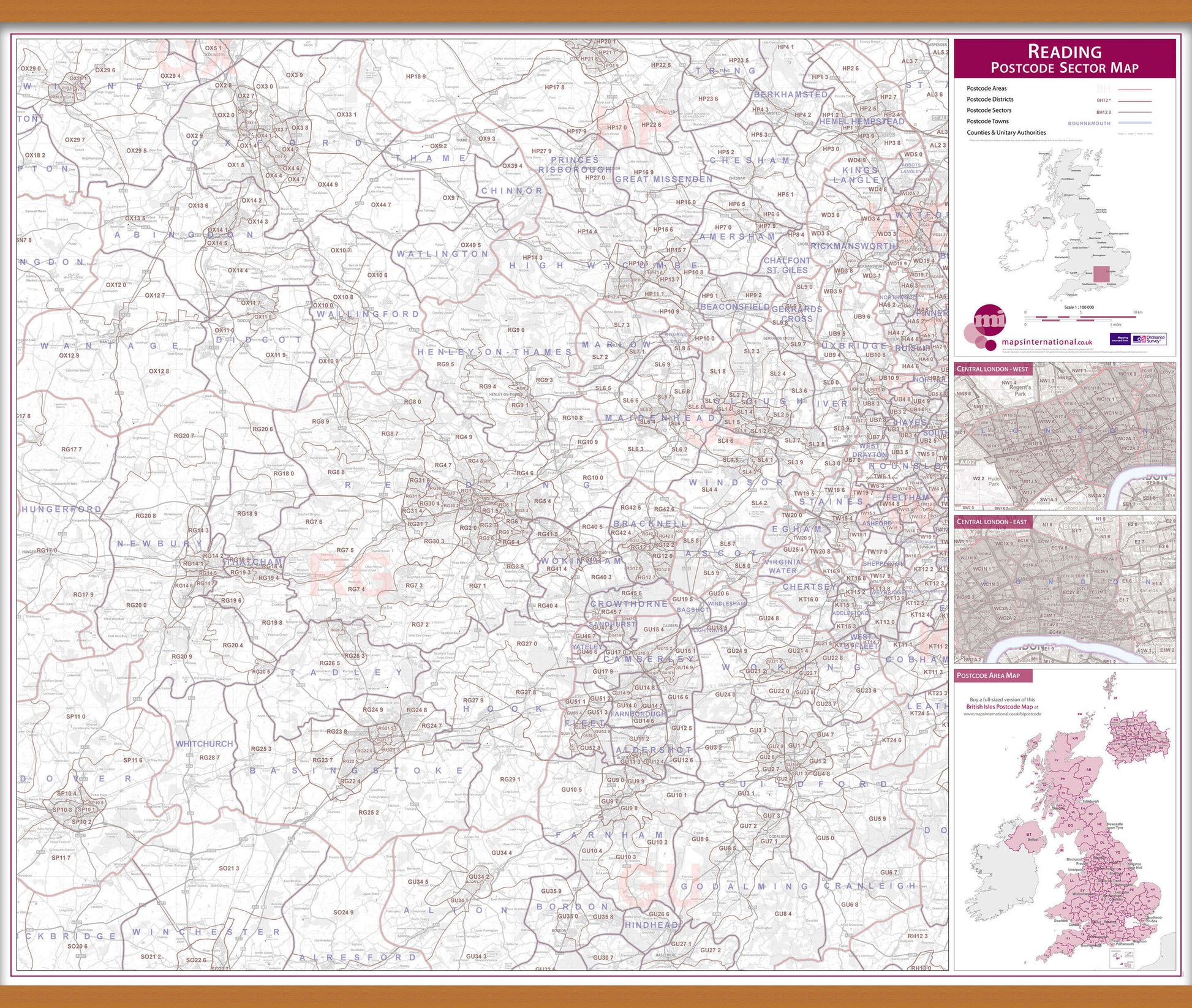 UK00784_L_LWDHB - Reading Postcode Sector Map