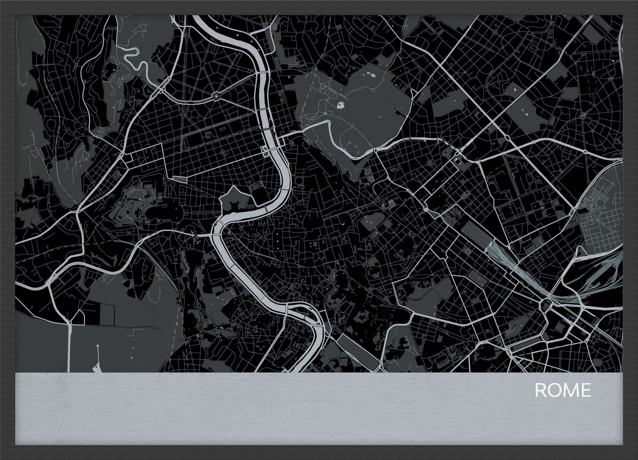 LS01560_S_WDBLA - Rome City Street Map Print Charcoal
