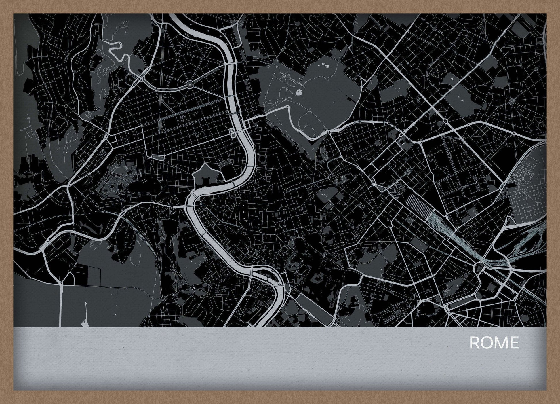 LS01560_3_WDOAK - Rome City Street Map Print Charcoal