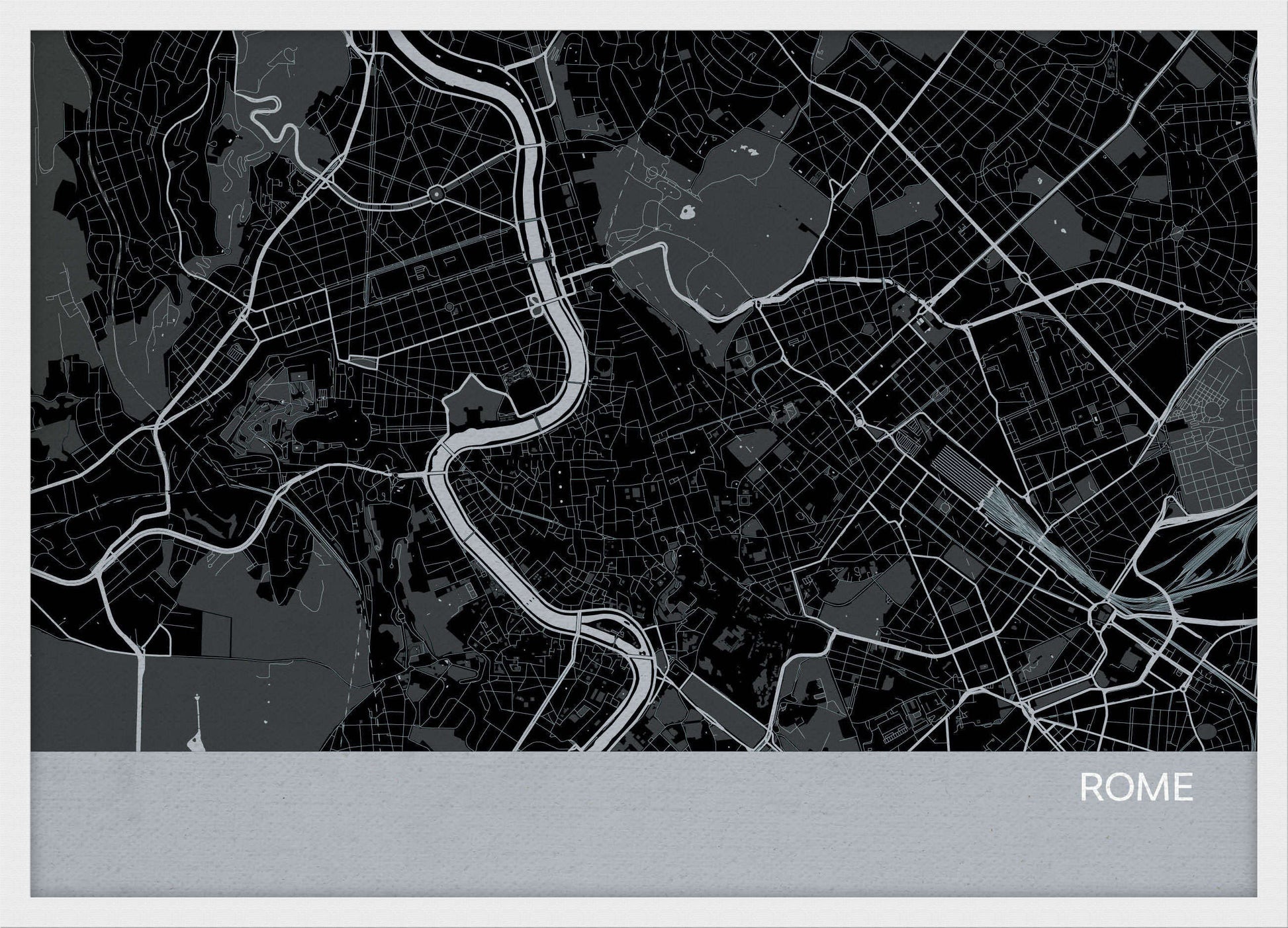 LS01560_4_WDWHI - Rome City Street Map Print Charcoal