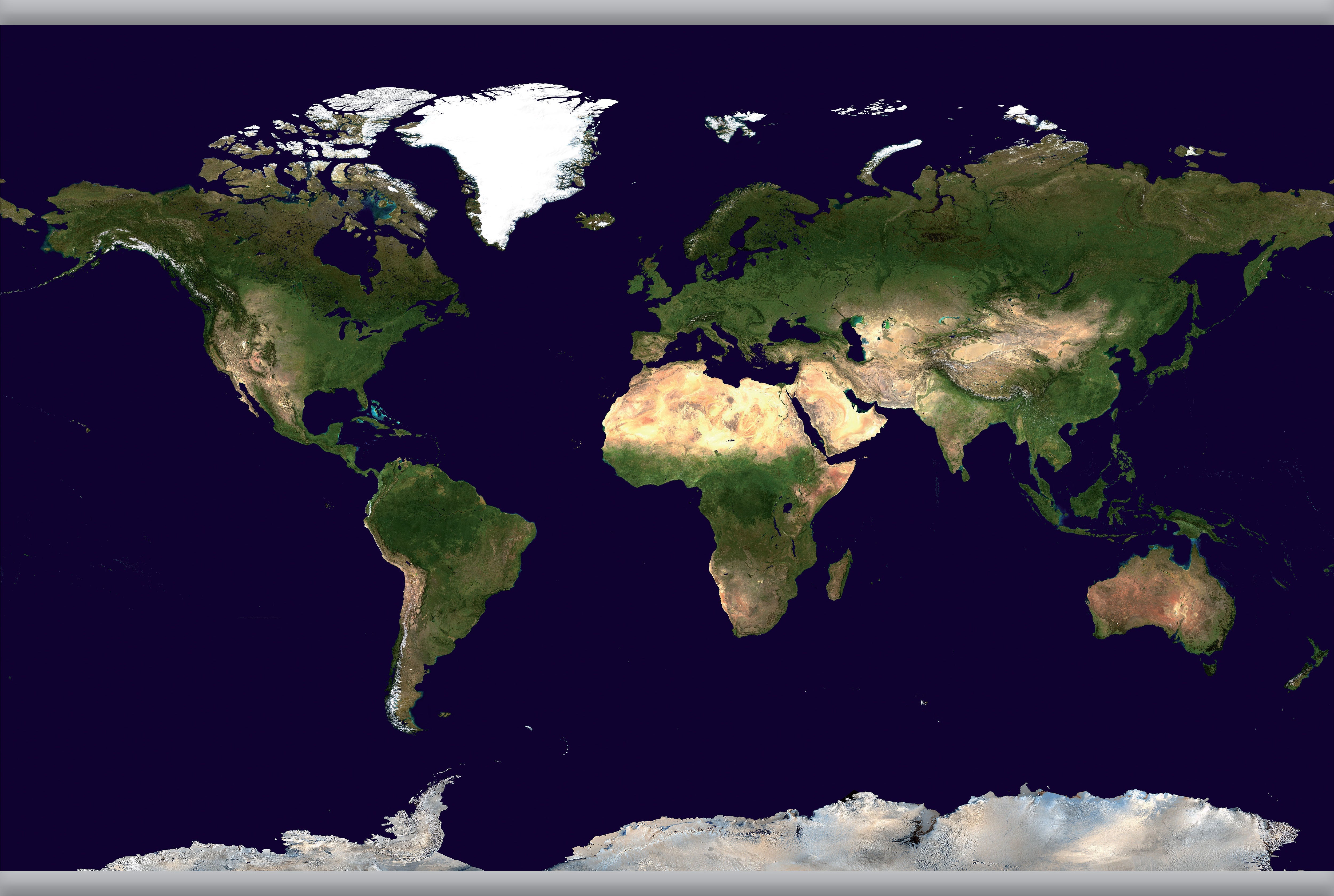 WM00875_S_LAMHB - Satellite Map of the World