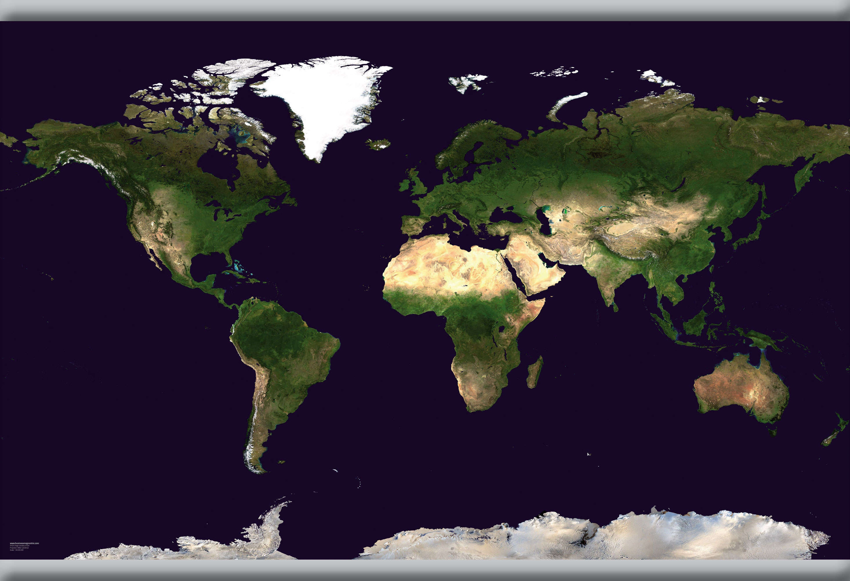 WM00875_S_LAMHB - Satellite Map of the World