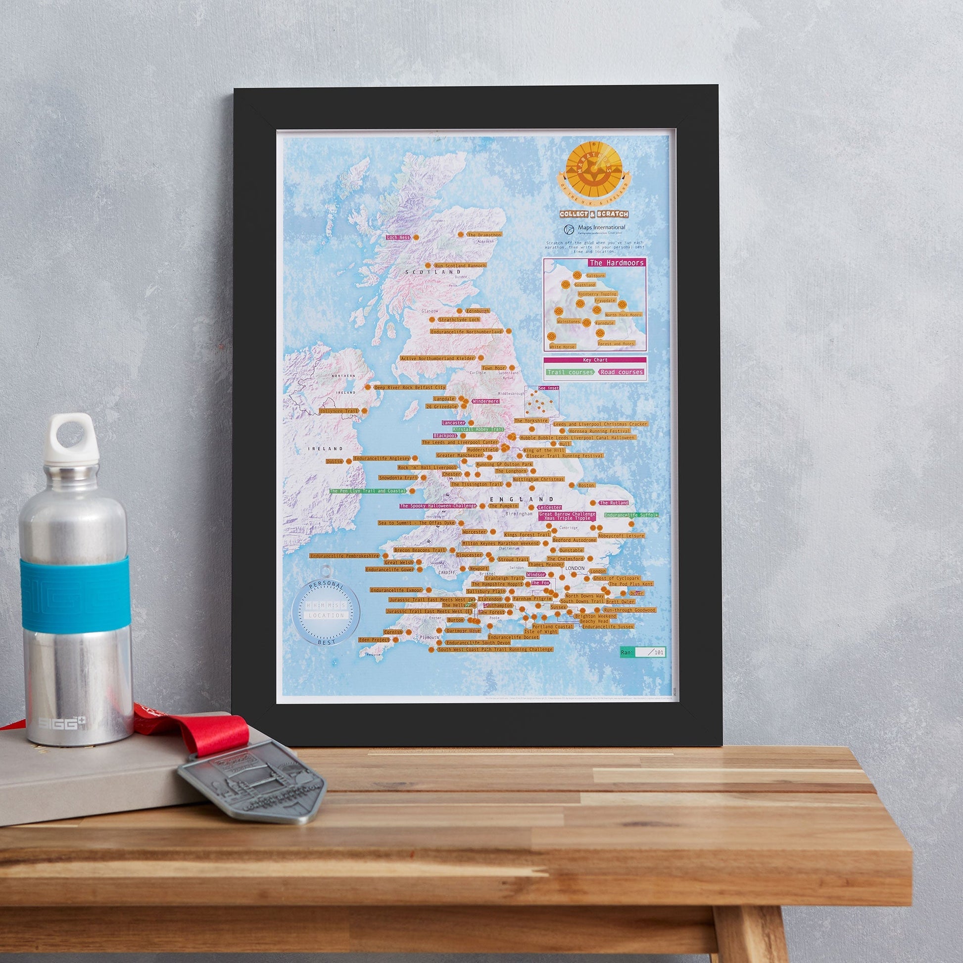 UK01695_3_BWBLA - Scratch Off UK and Ireland Marathons Print