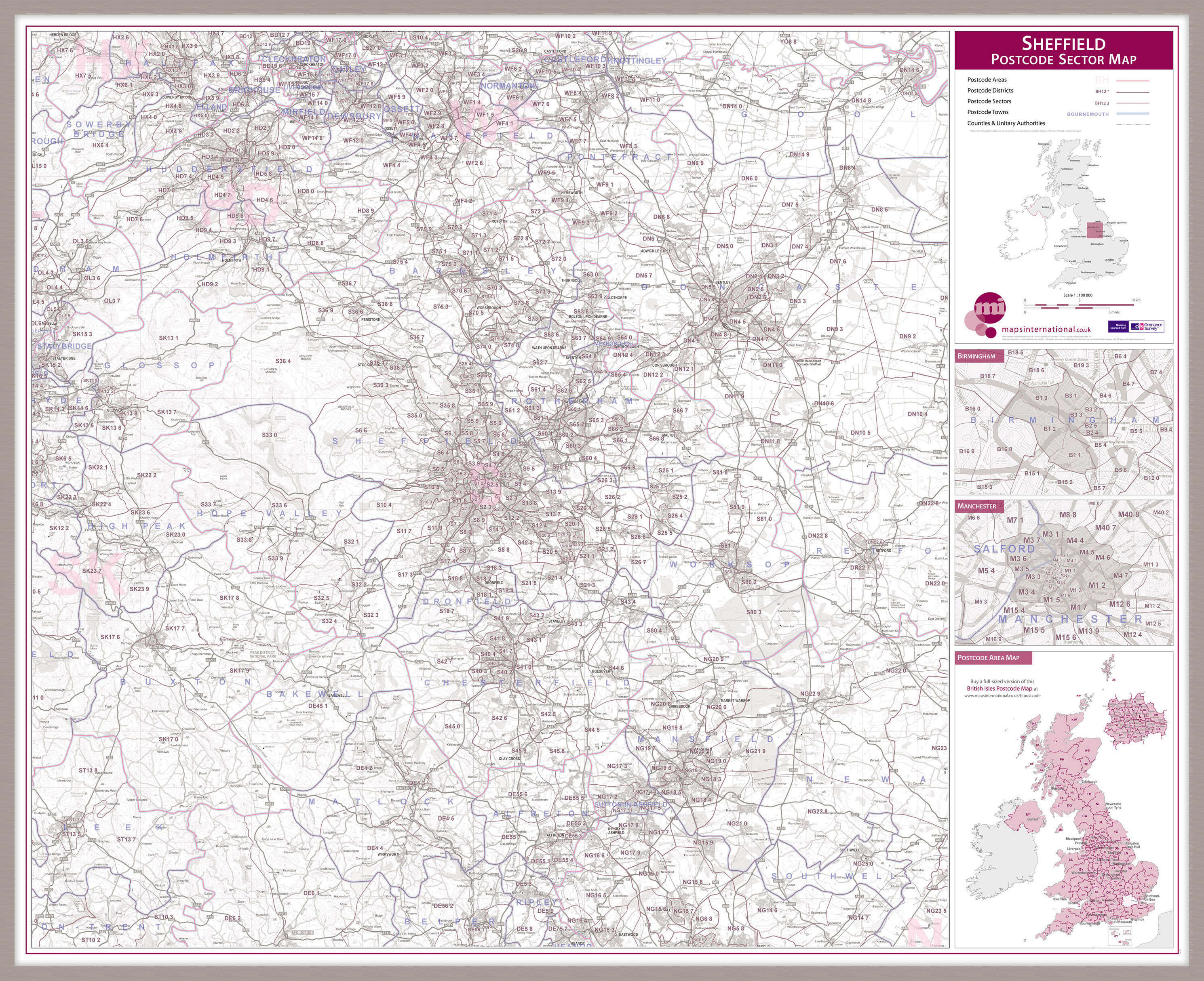 UK00785_L_MGFAL - Sheffield Postcode Sector Map
