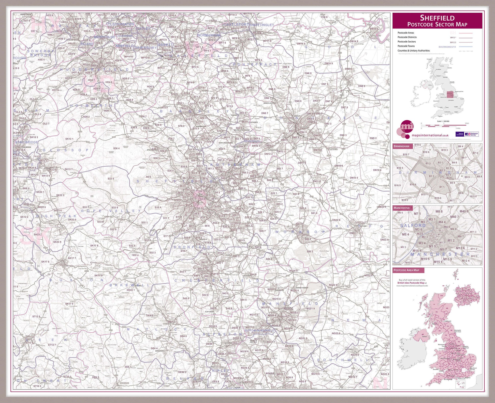 UK00785_L_LBDAL - Sheffield Postcode Sector Map