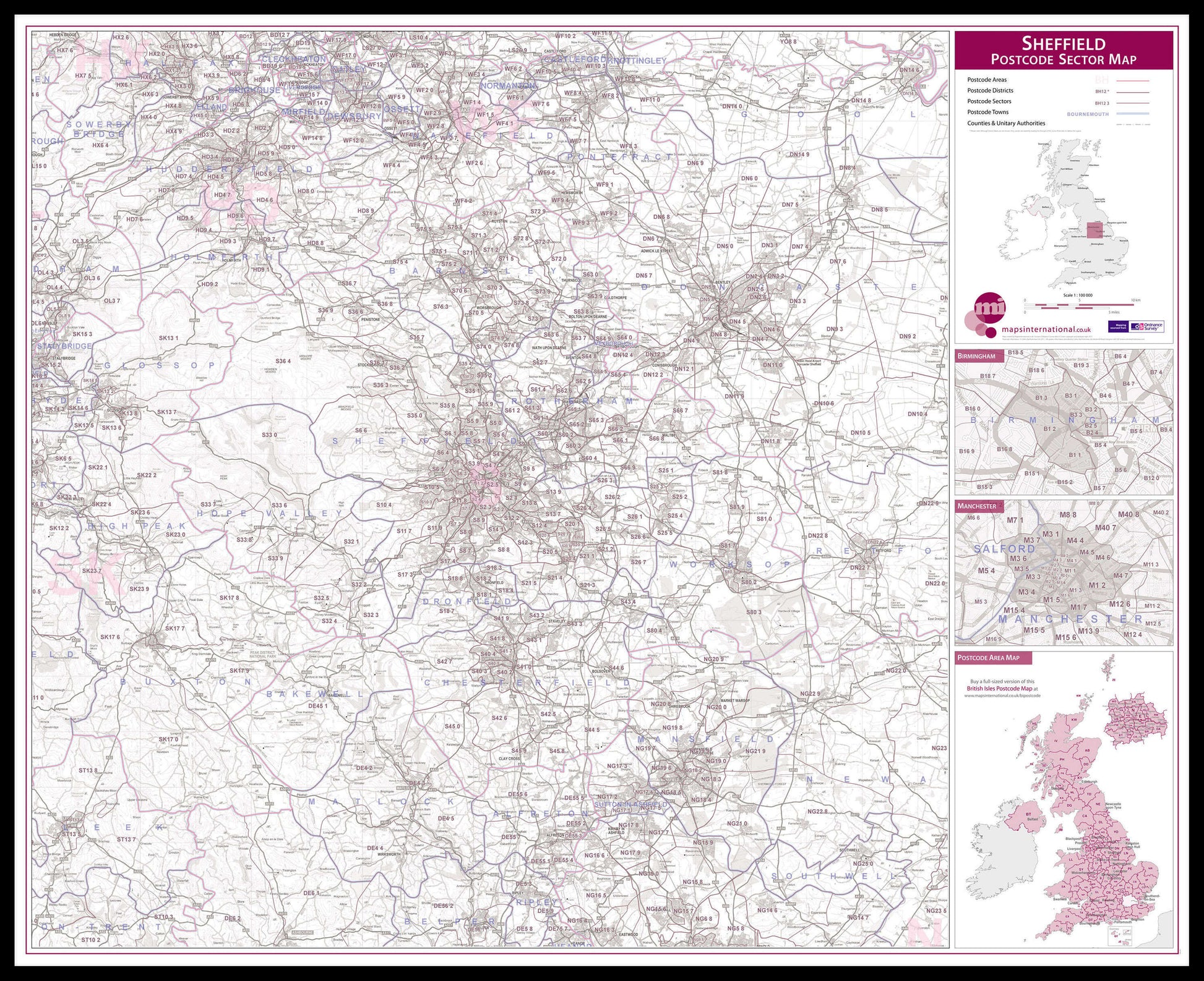 UK00785_L_LBDBL - Sheffield Postcode Sector Map
