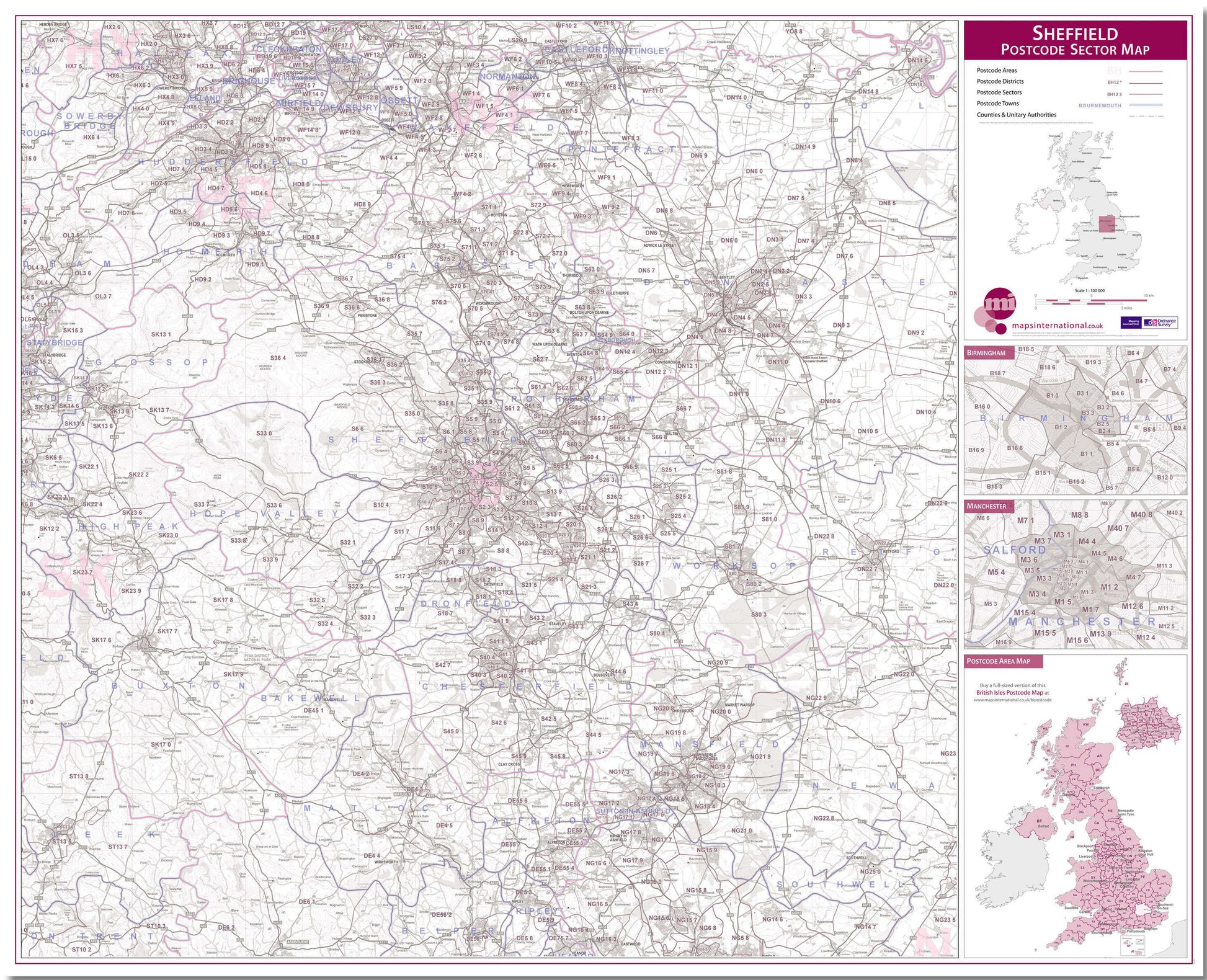 UK00785_L_LMBRD - Sheffield Postcode Sector Map