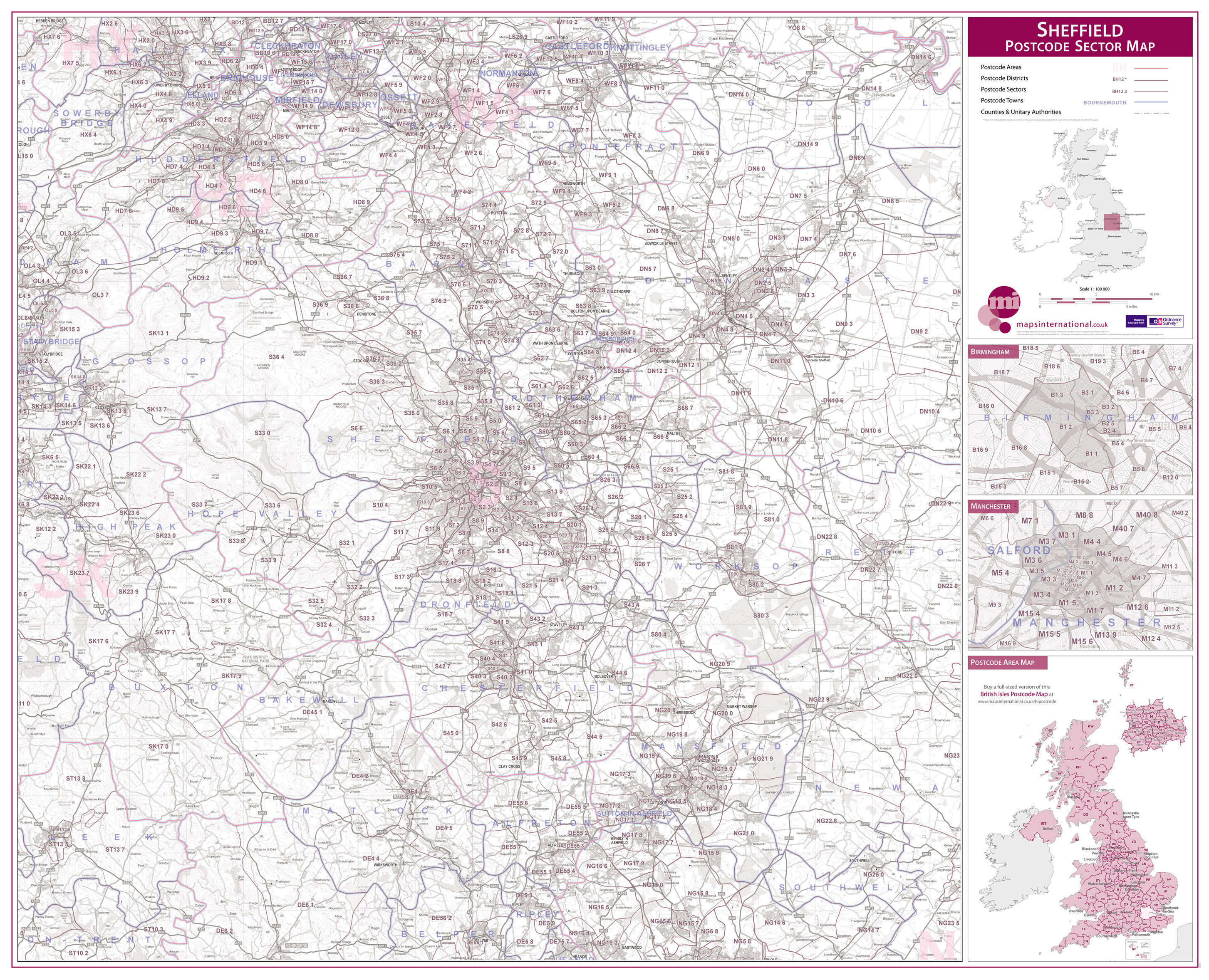 UK00785_L_PAPER - Sheffield Postcode Sector Map