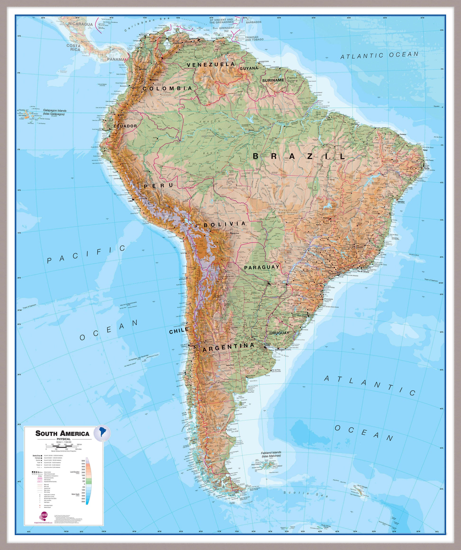 CT00412_L_MGFAL - South America Wall Map Physical