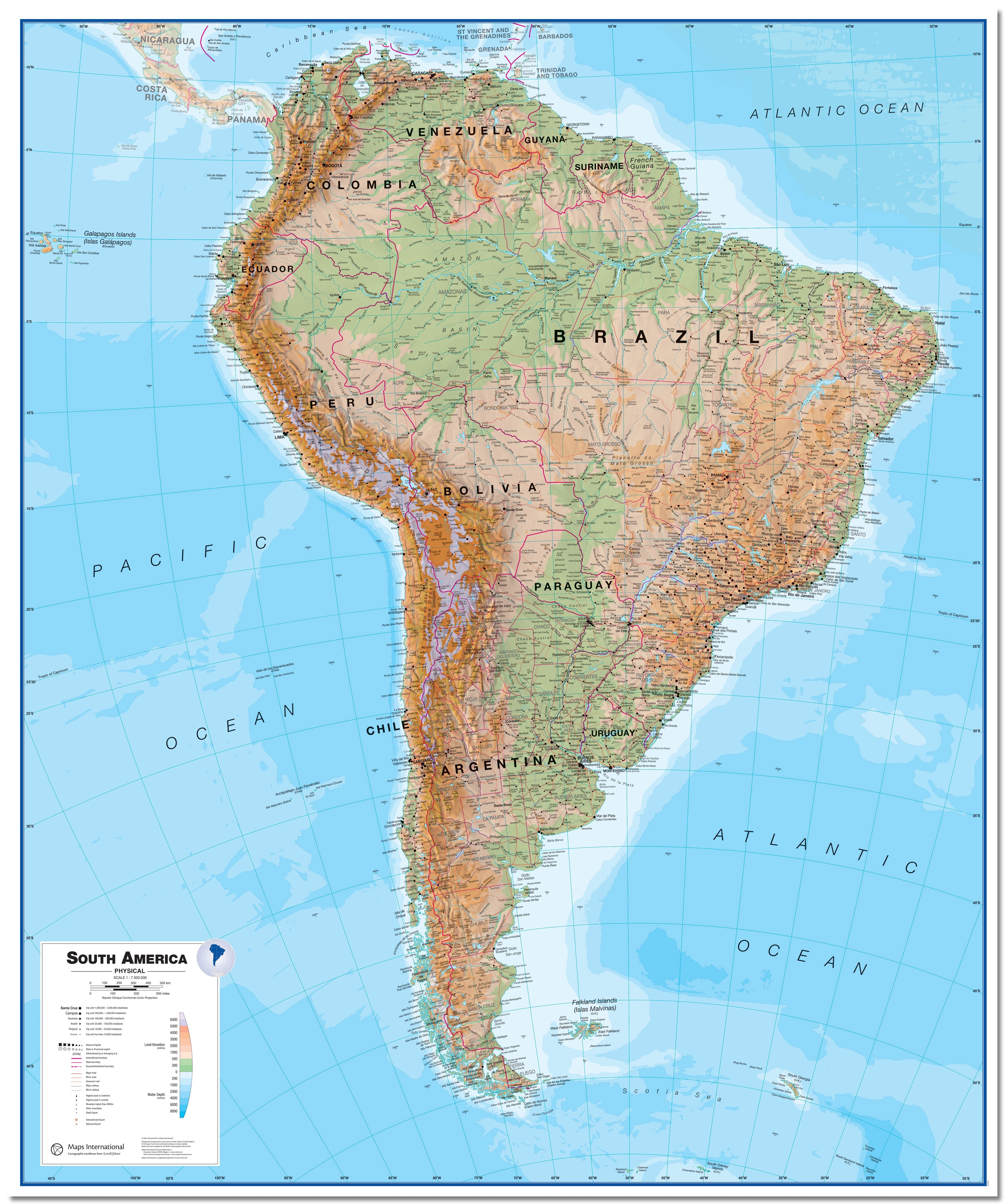 CT00412_L_LMBRD - South America Wall Map Physical