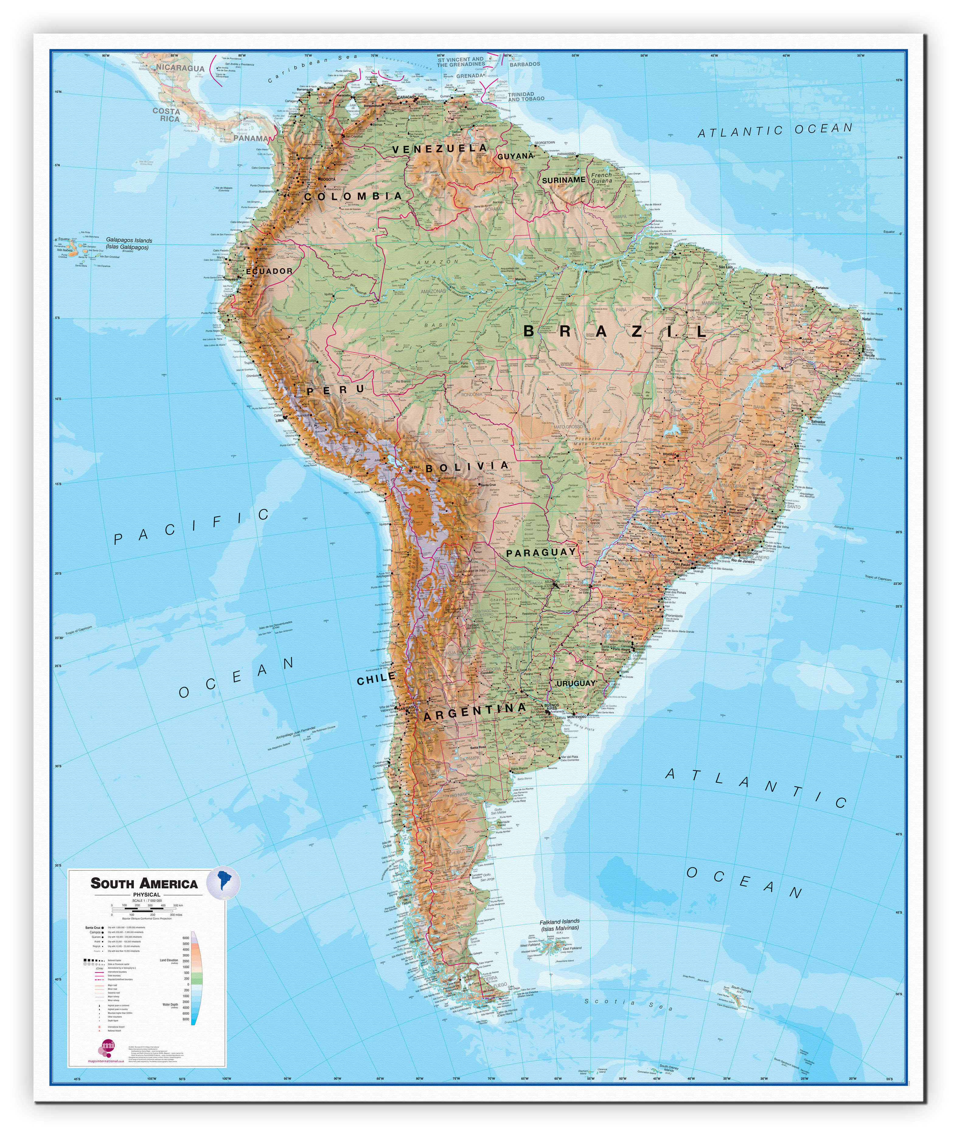 CT00412_L_CANVA - South America Wall Map Physical