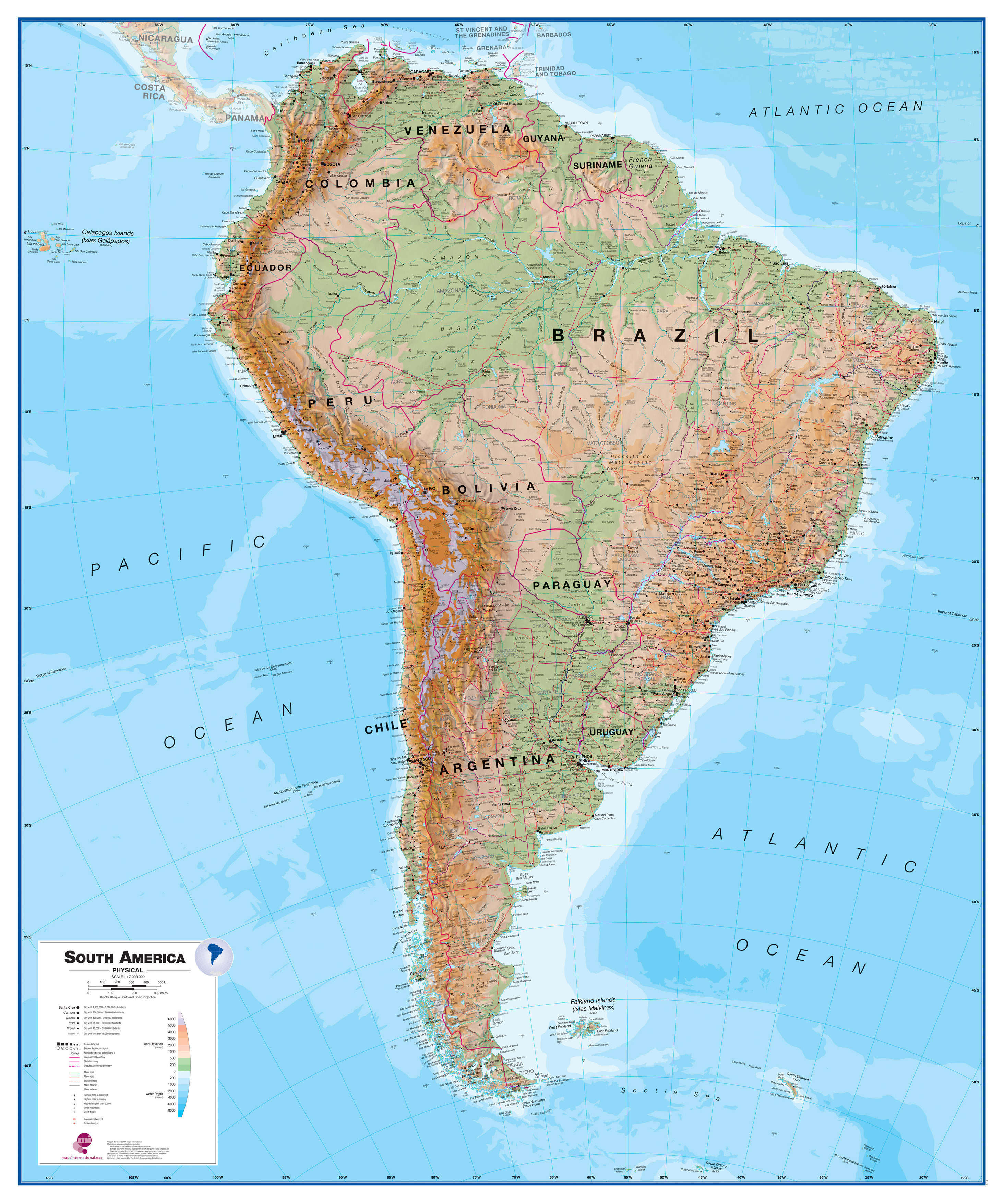 CT00412_L_PAPER - South America Wall Map Physical