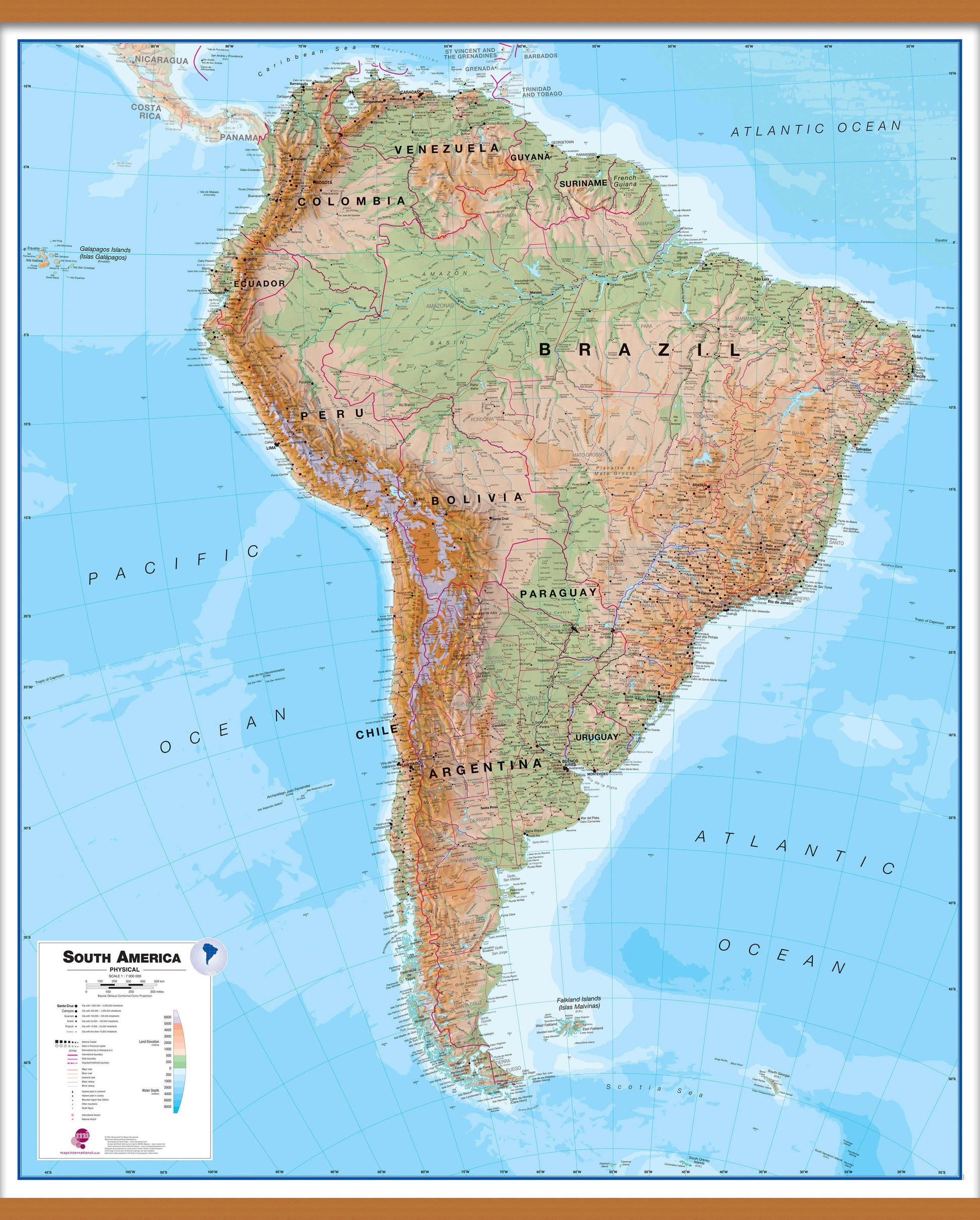 CT00412_L_CWDHB - South America Wall Map Physical