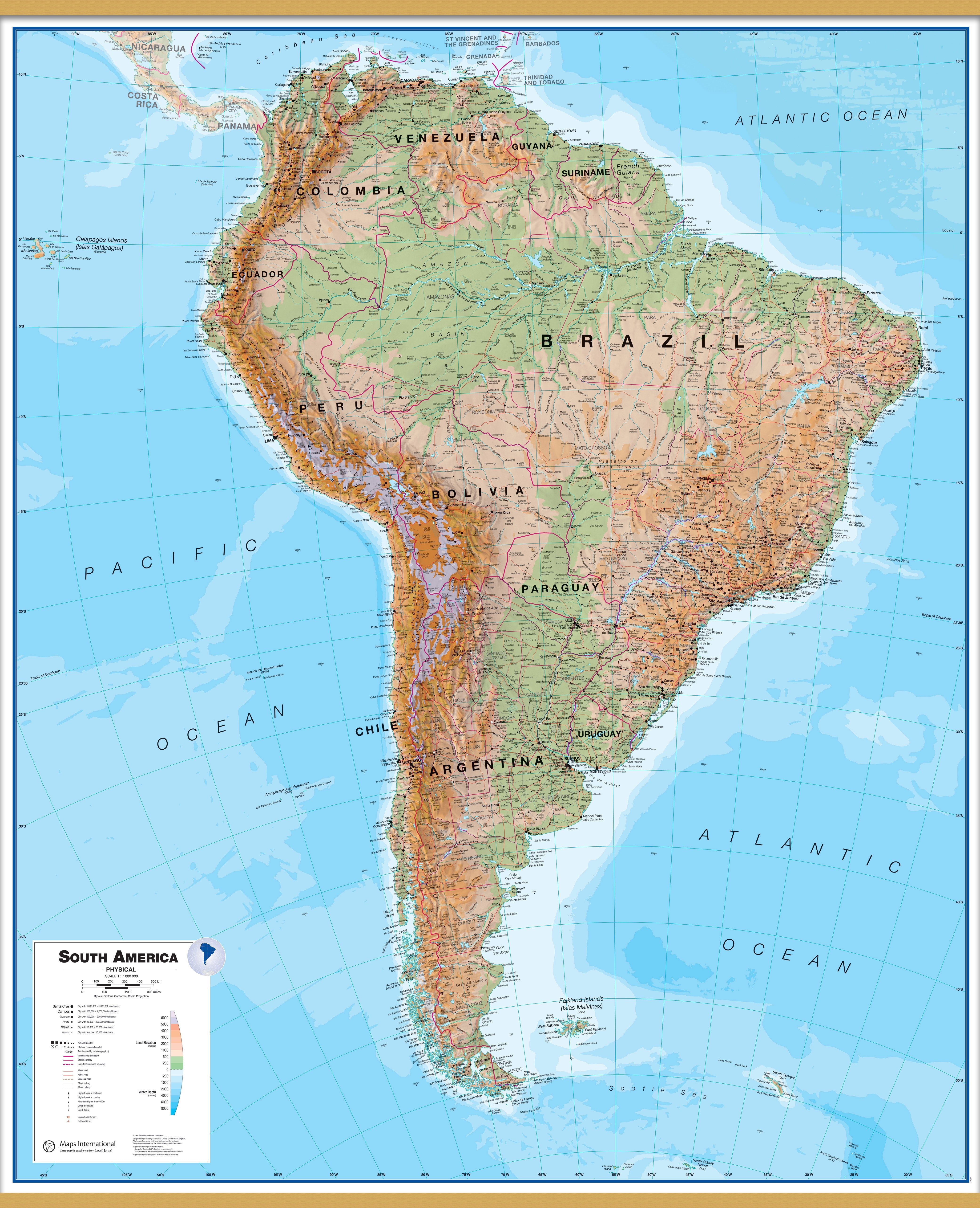 CT00412_L_LWDHB - South America Wall Map Physical