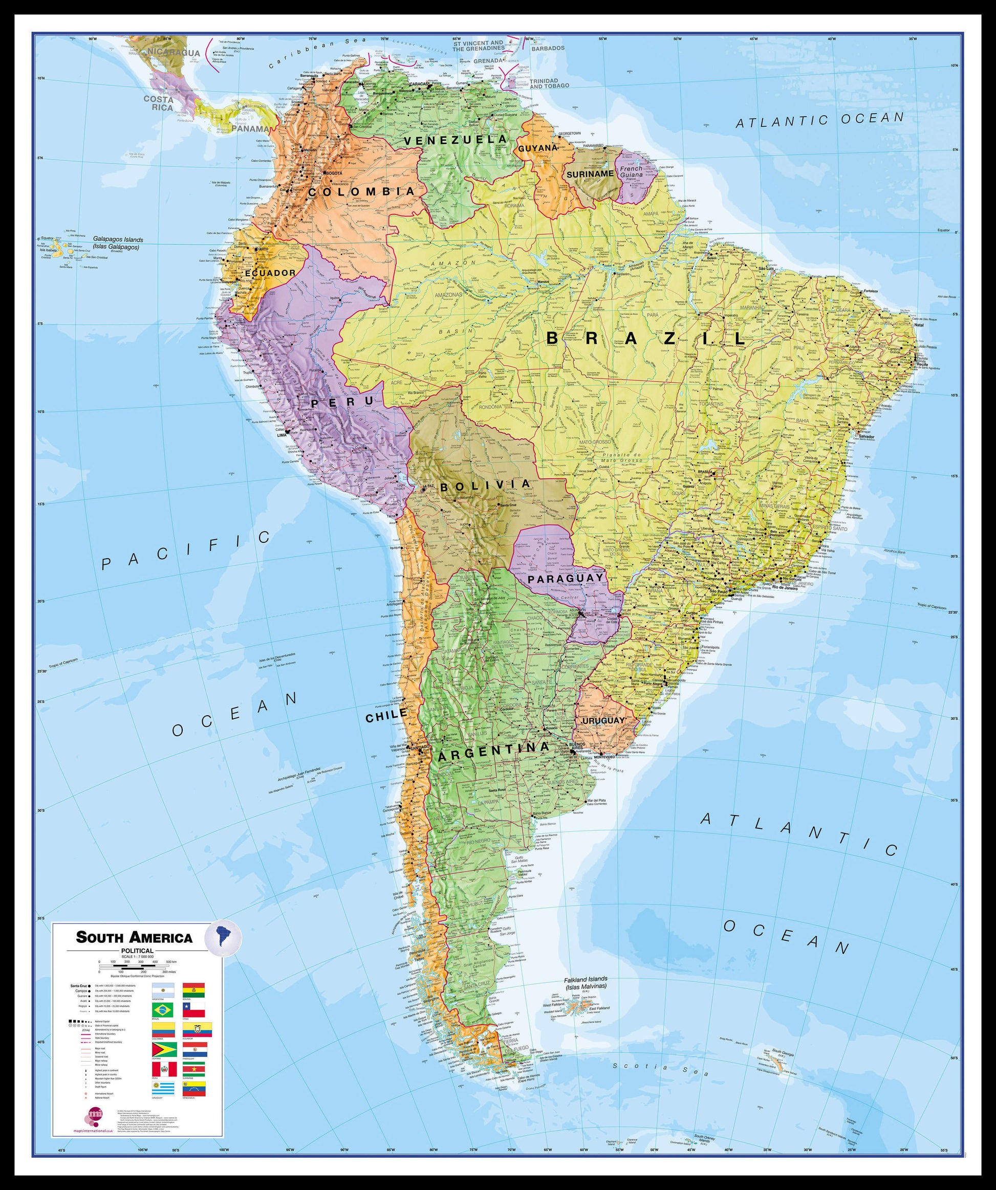 CT00019_L_LBDBL - South America Wall Map Political