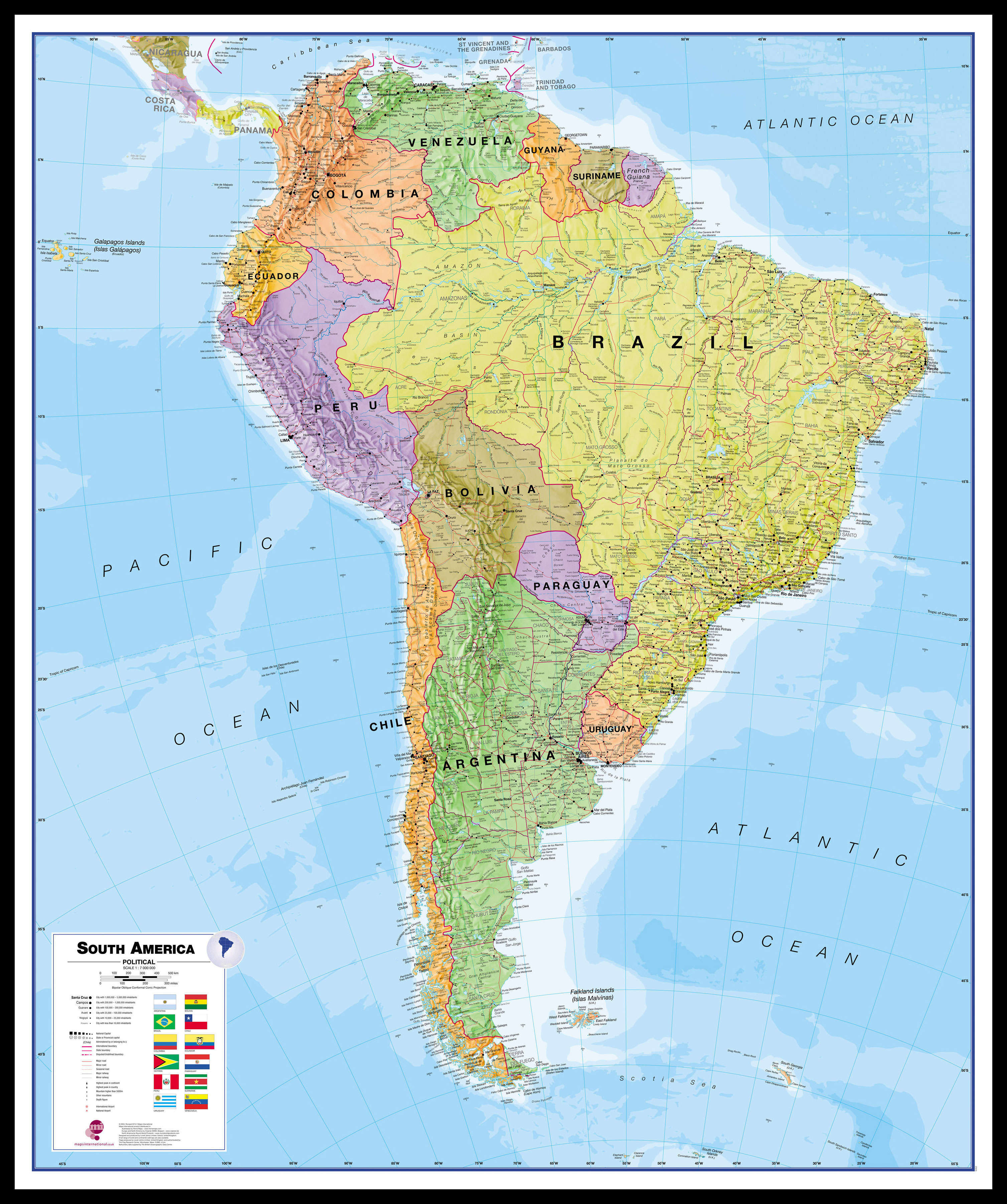 CT00019_H_LBDBL - South America Wall Map Political