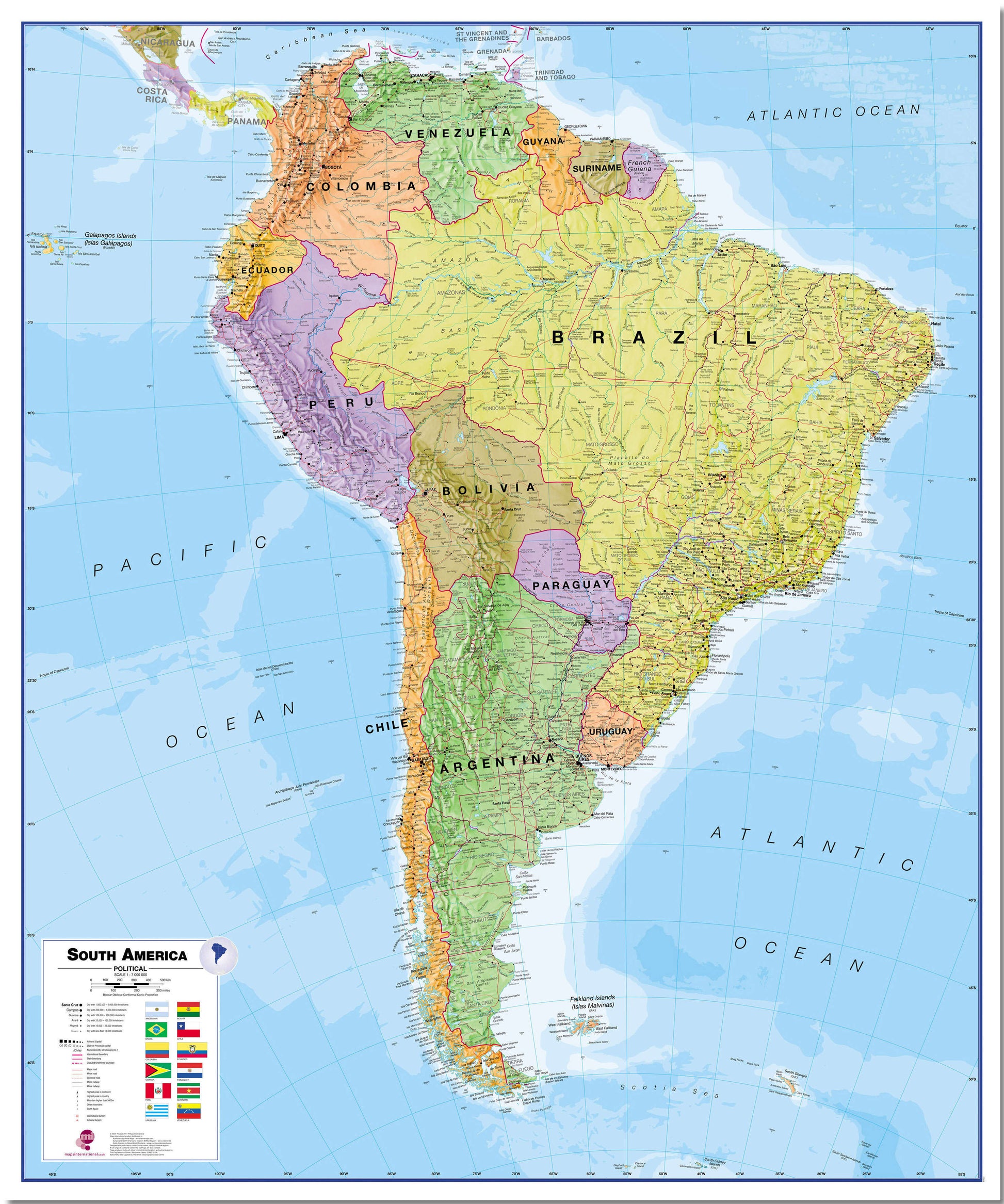 CT00019_L_LMBRD - South America Wall Map Political