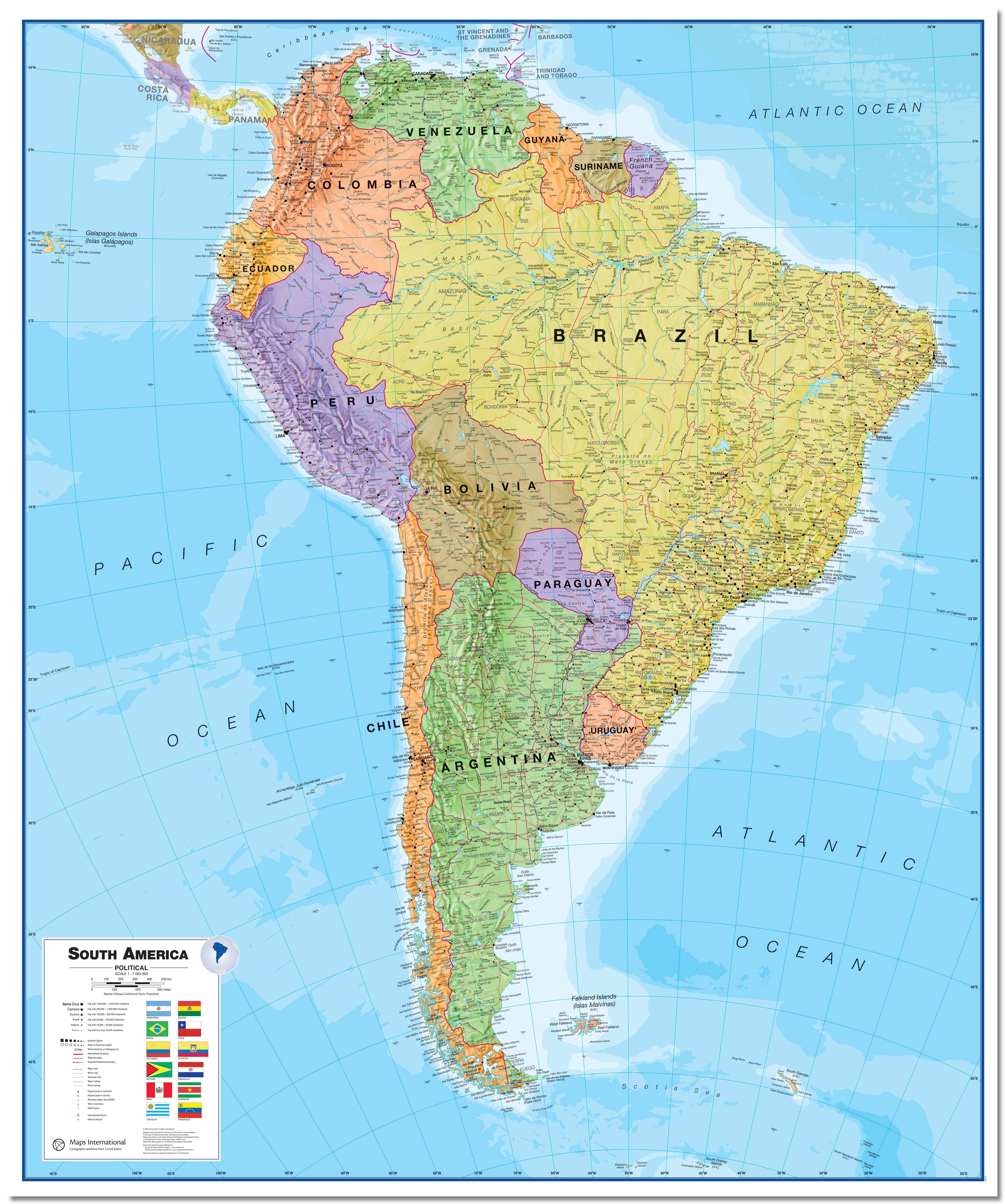 CT00019_H_LMBRD - South America Wall Map Political