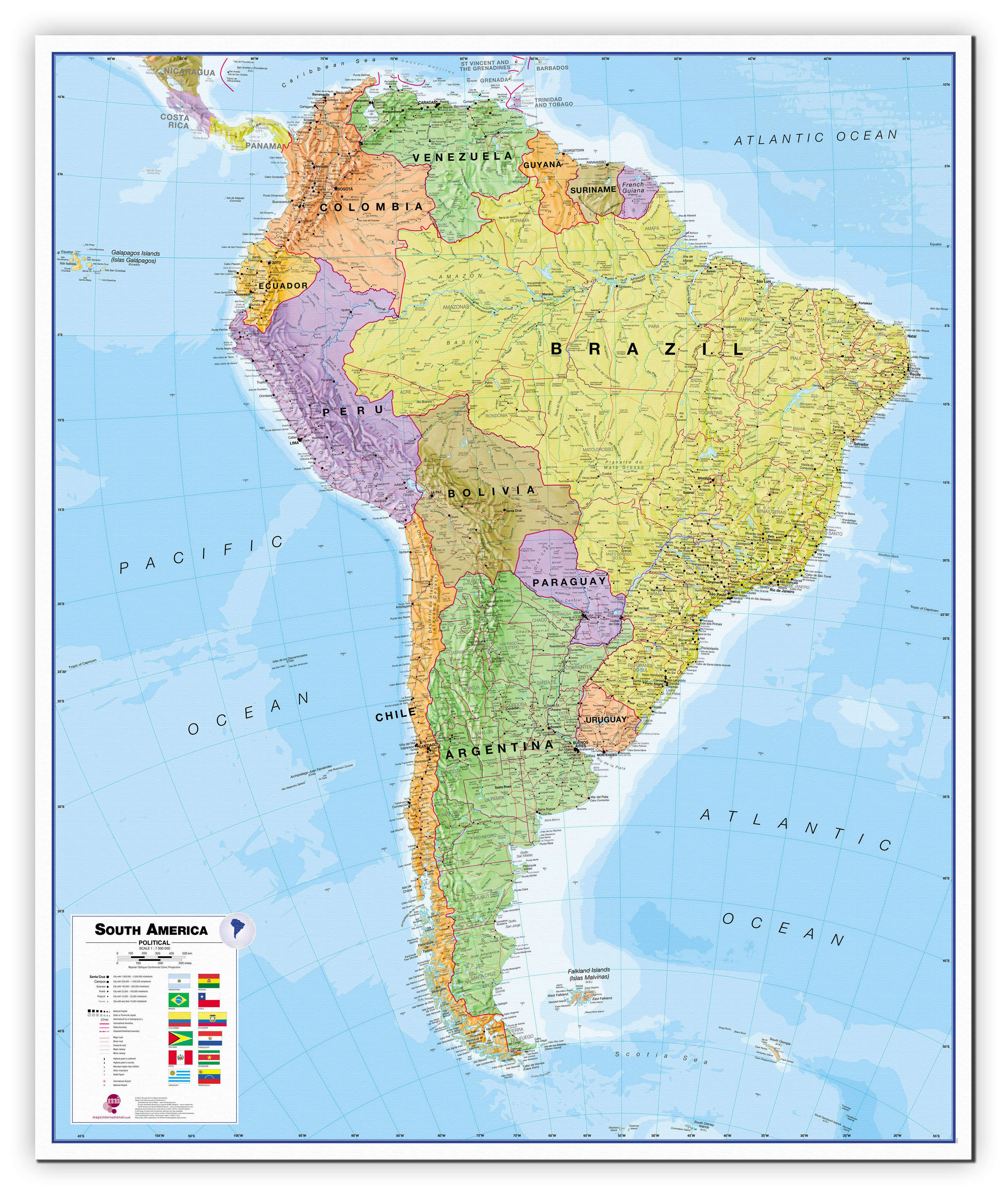 CT00019_L_CANVA - South America Wall Map Political