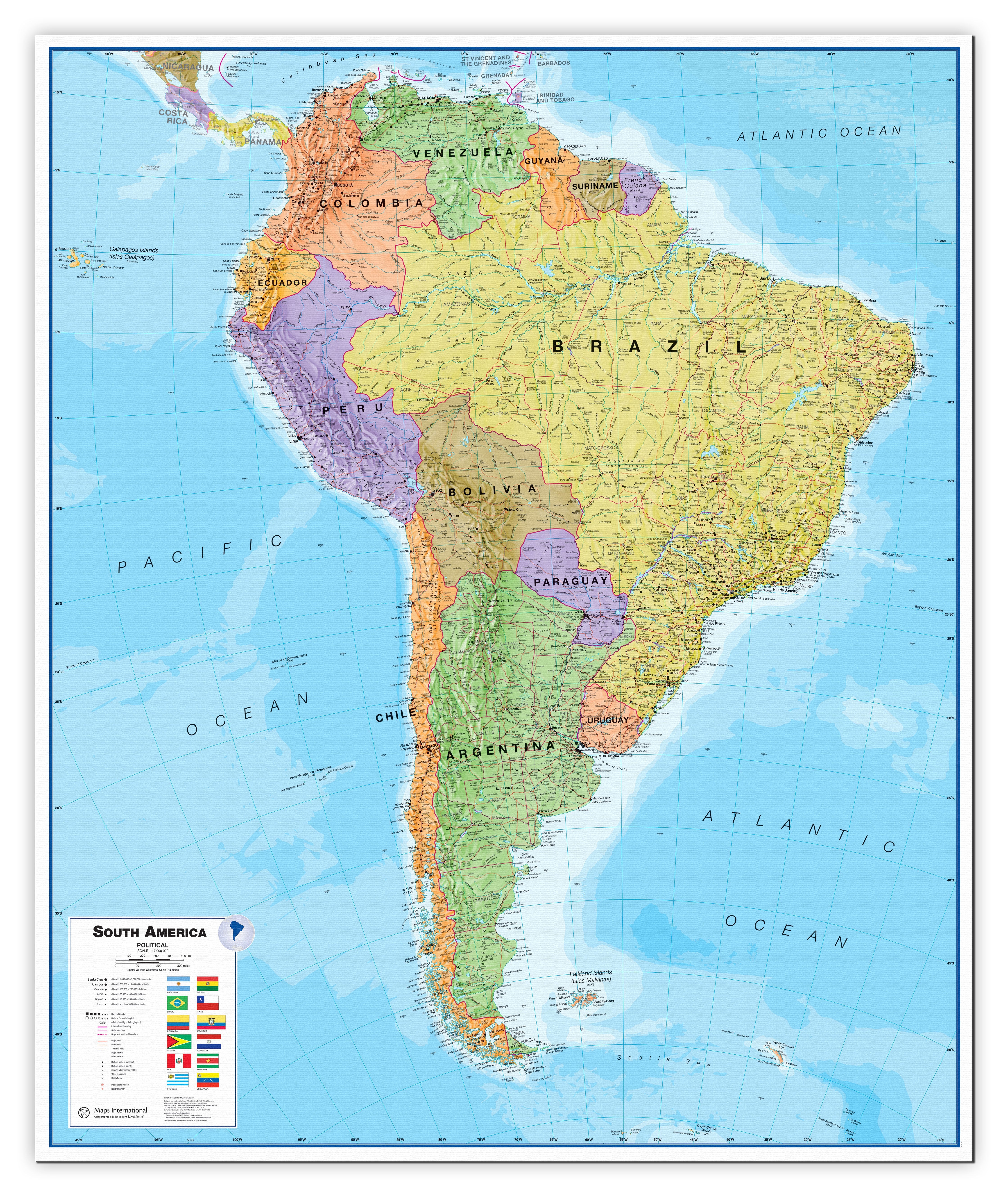 CT00019_L_CANVA - South America Wall Map Political