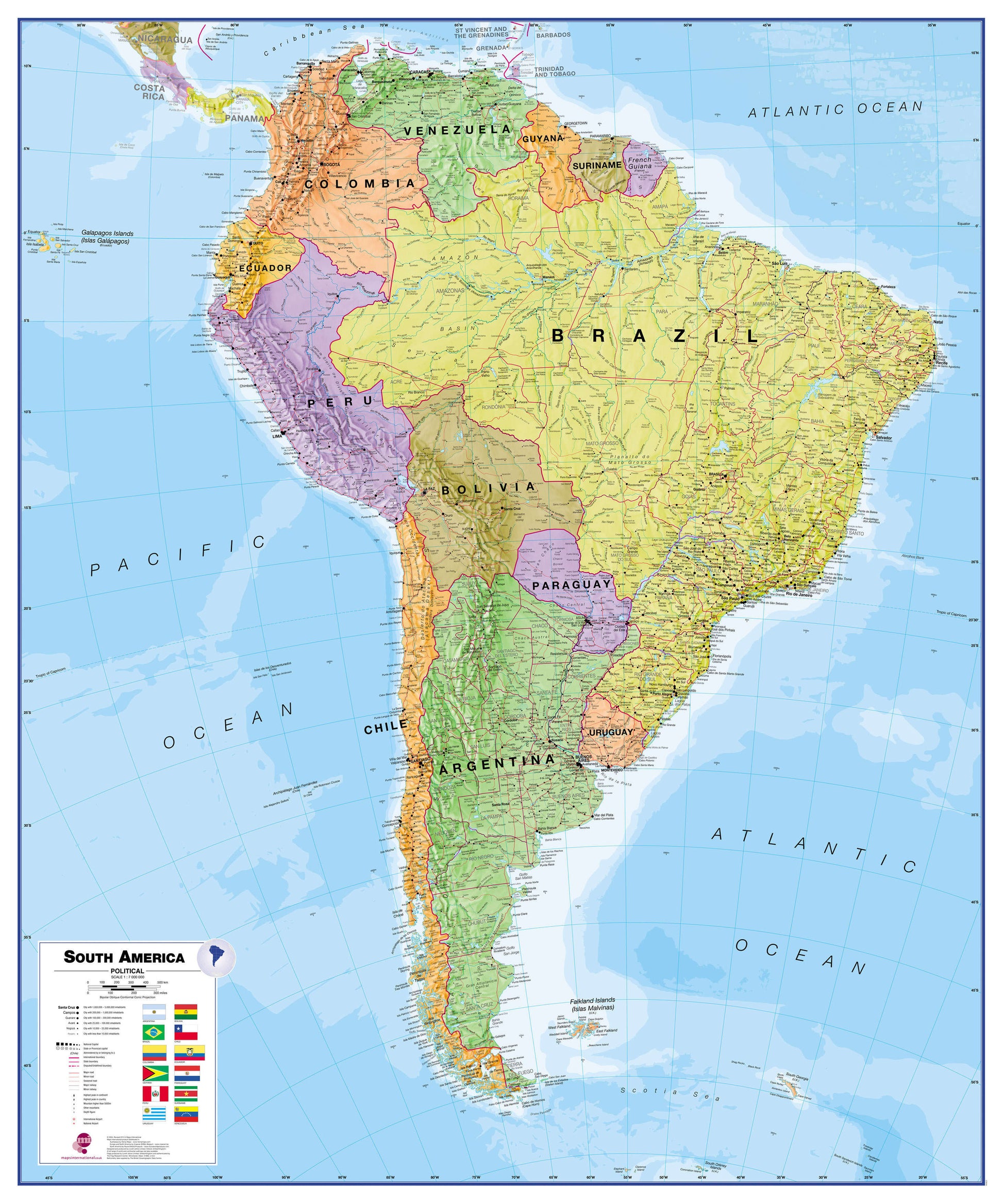 CT00019_H_LAMIN - South America Wall Map Political