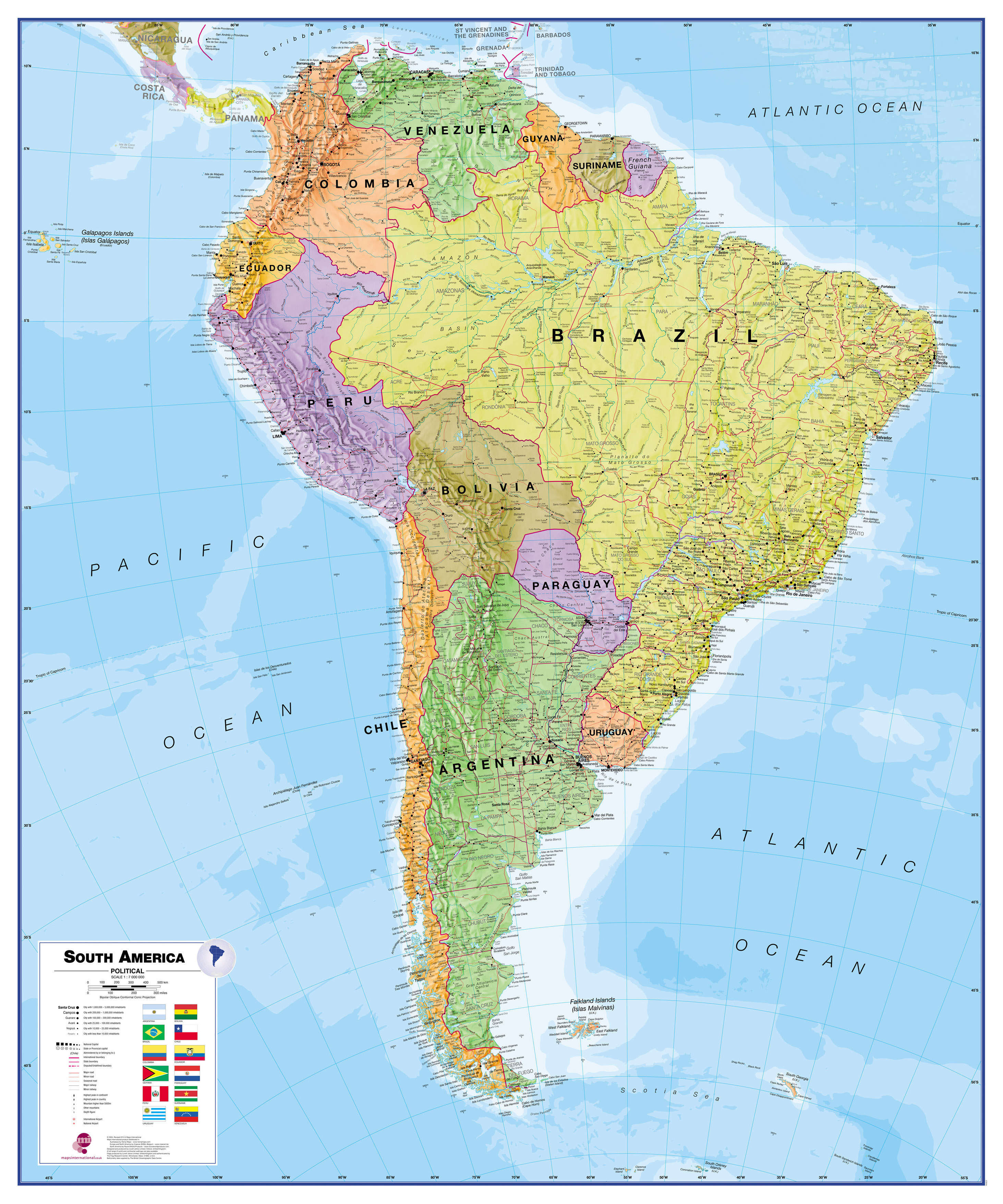 CT00019_H_PAPER - South America Wall Map Political