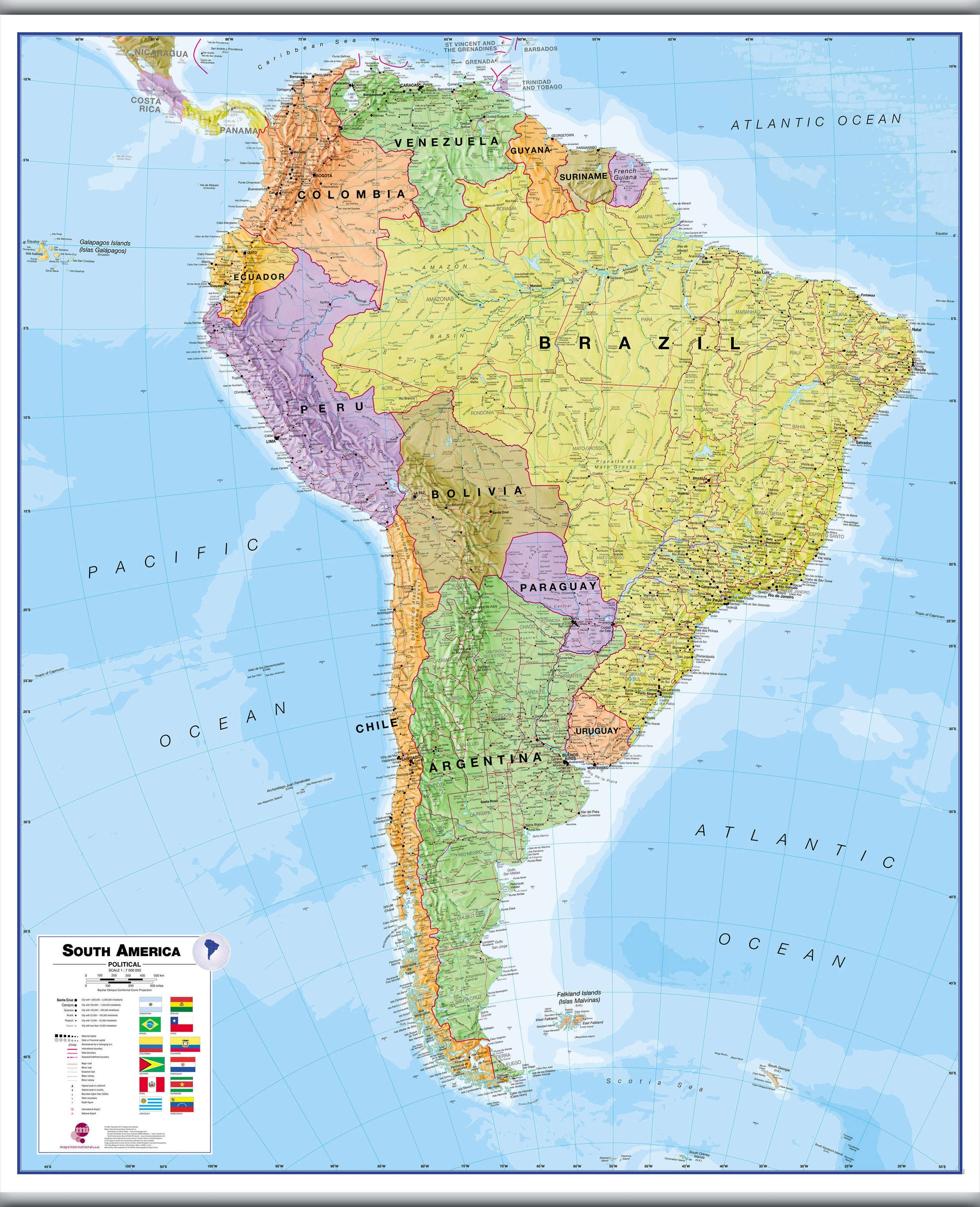CT00019_H_LAMHB - South America Wall Map Political