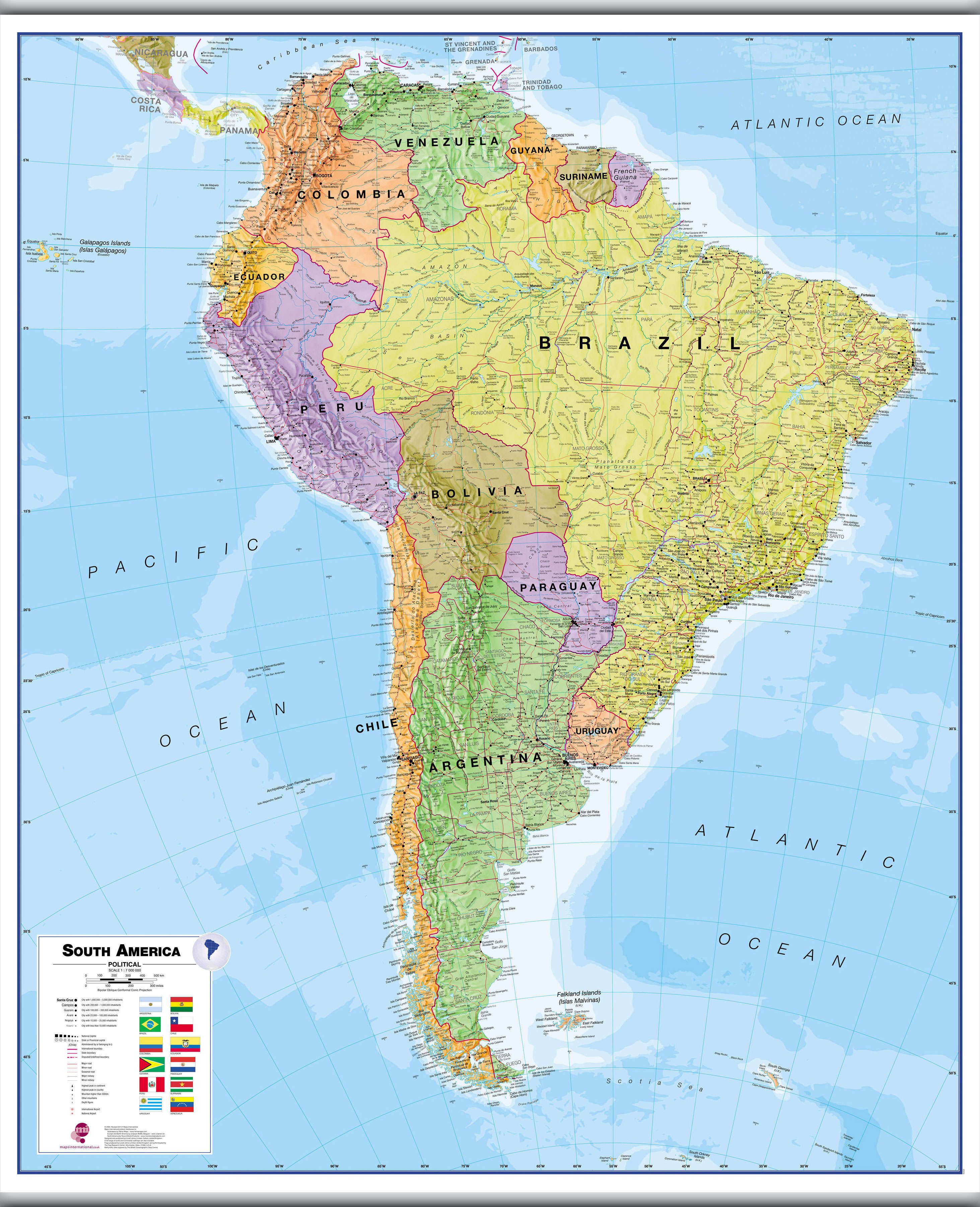 CT00019_H_LAMHB - South America Wall Map Political