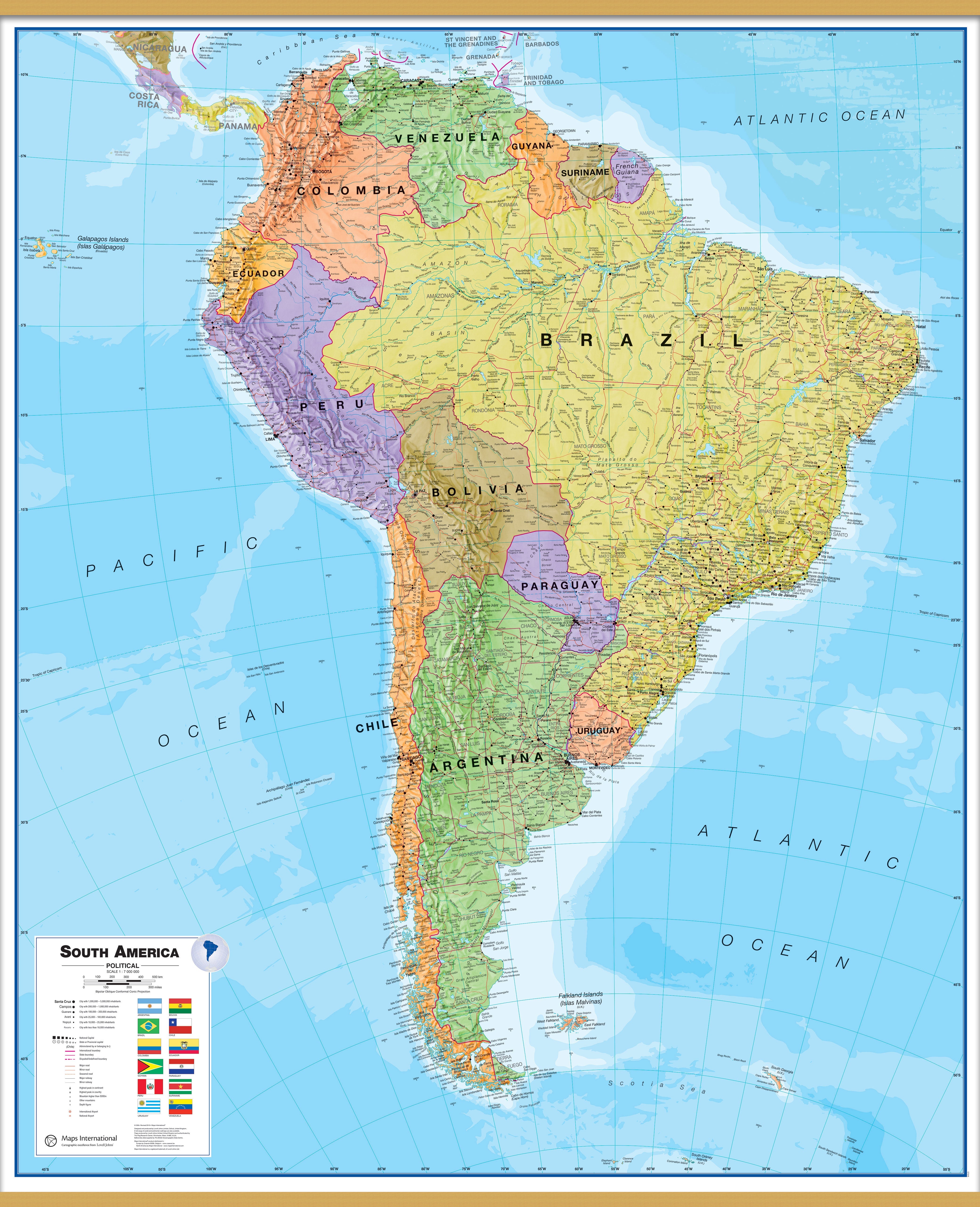 CT00019_L_LWDHB - South America Wall Map Political