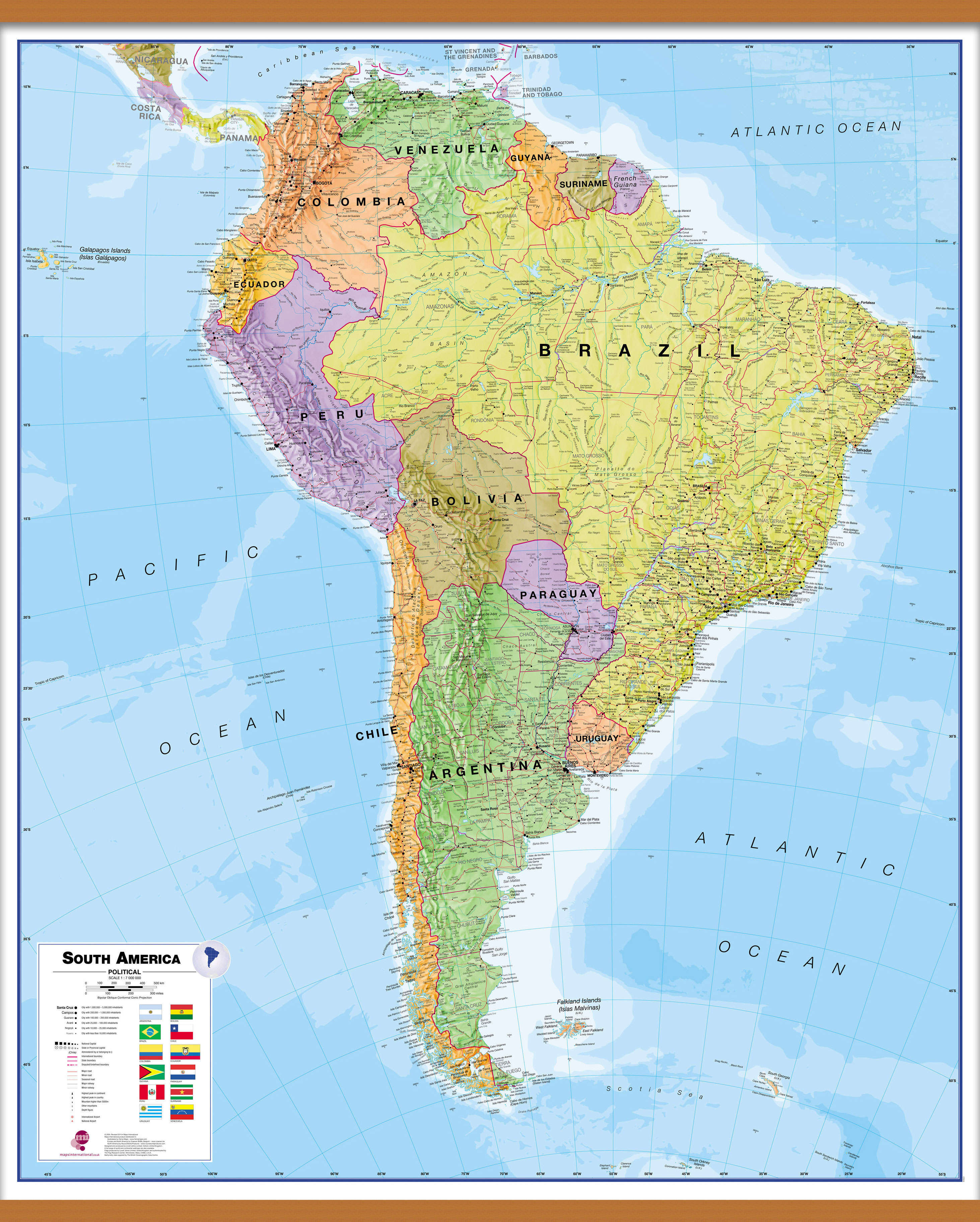 CT00019_L_CWDHB - South America Wall Map Political