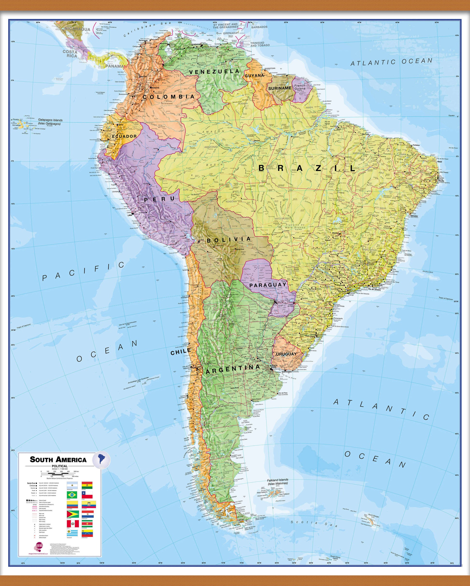 CT00019_L_LWDHB - South America Wall Map Political