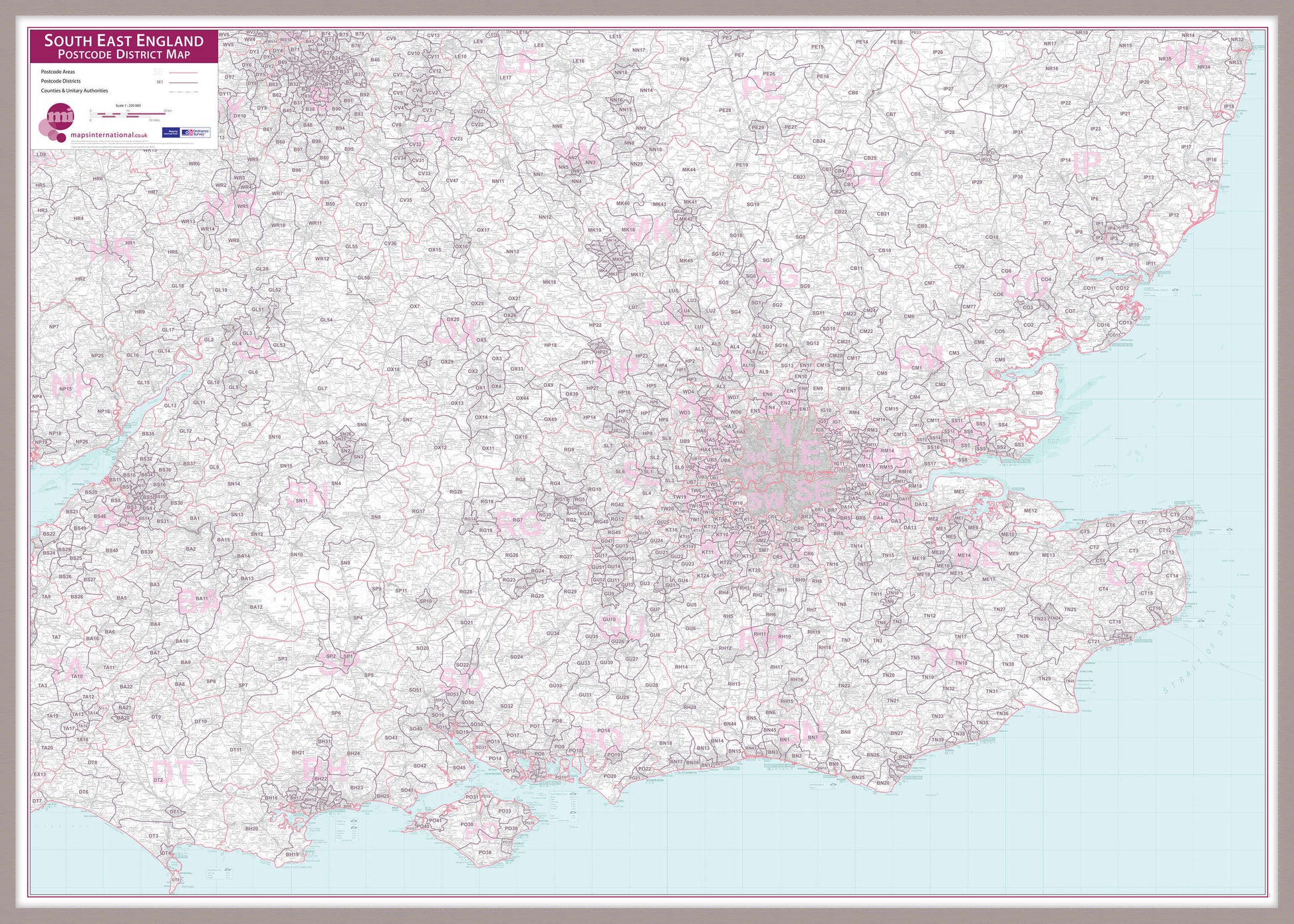 UK00036_L_LBDAL - South East England Postcode District Map