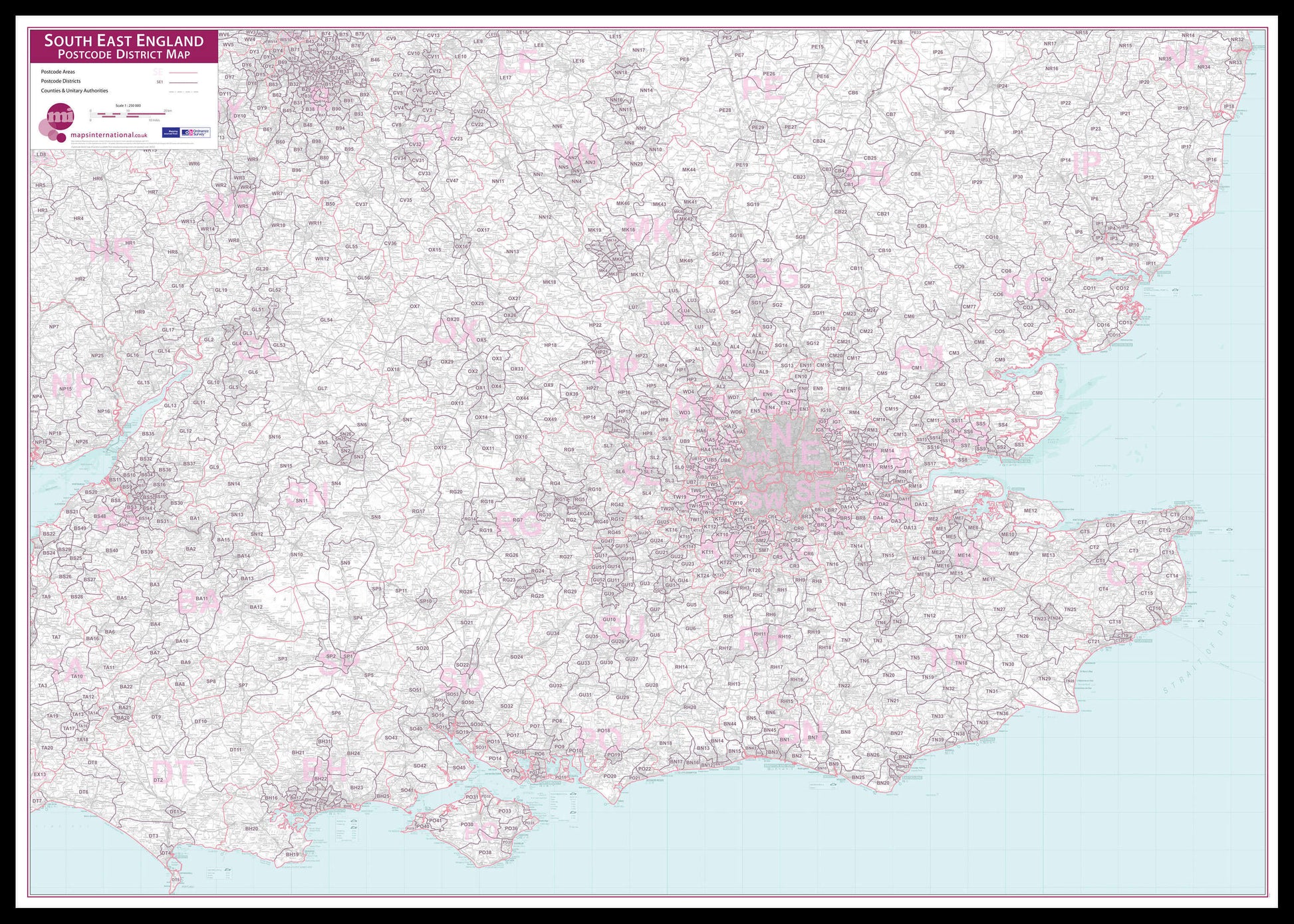 UK00036_L_LBDBL - South East England Postcode District Map