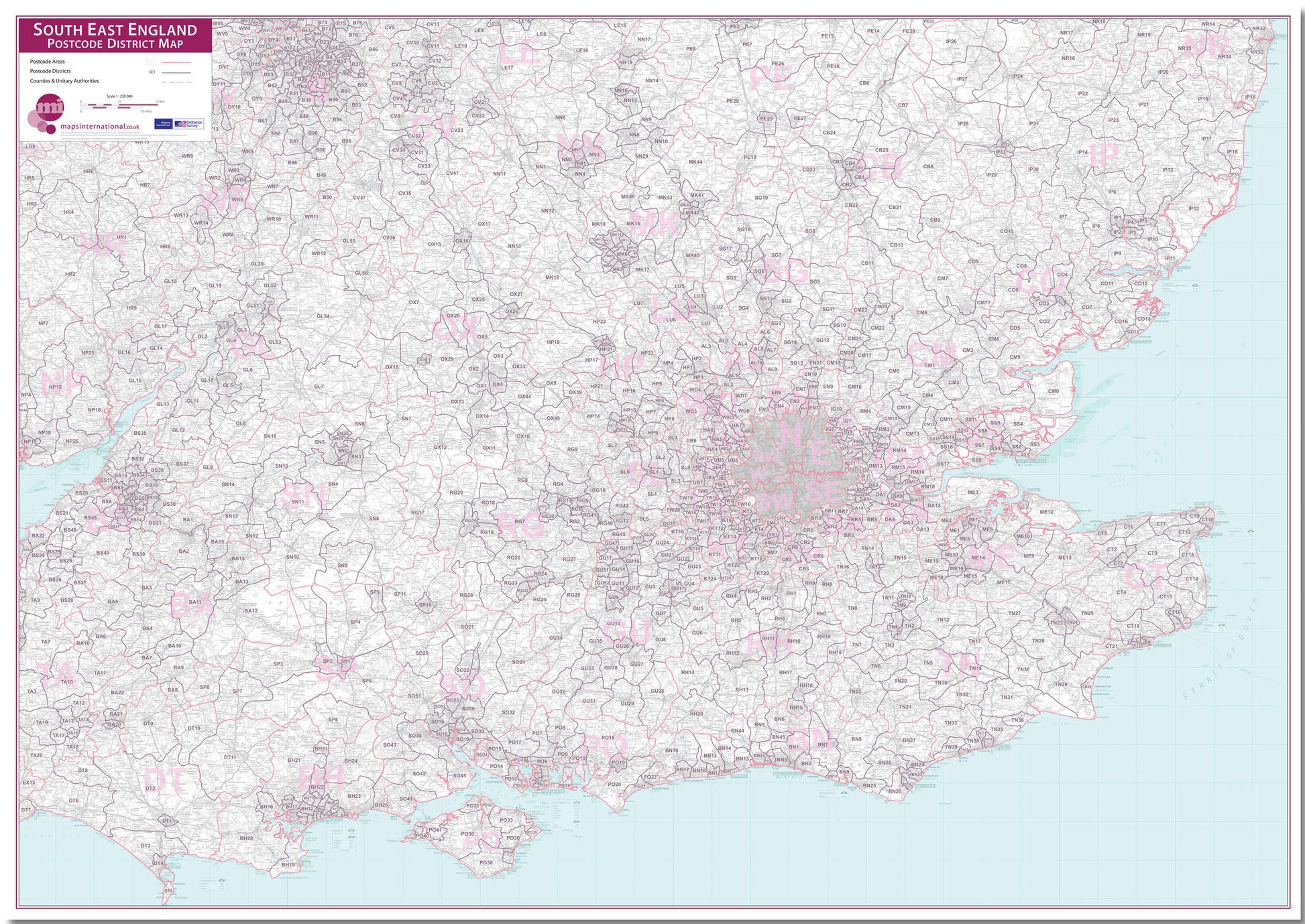 UK00036_L_LMBRD - South East England Postcode District Map
