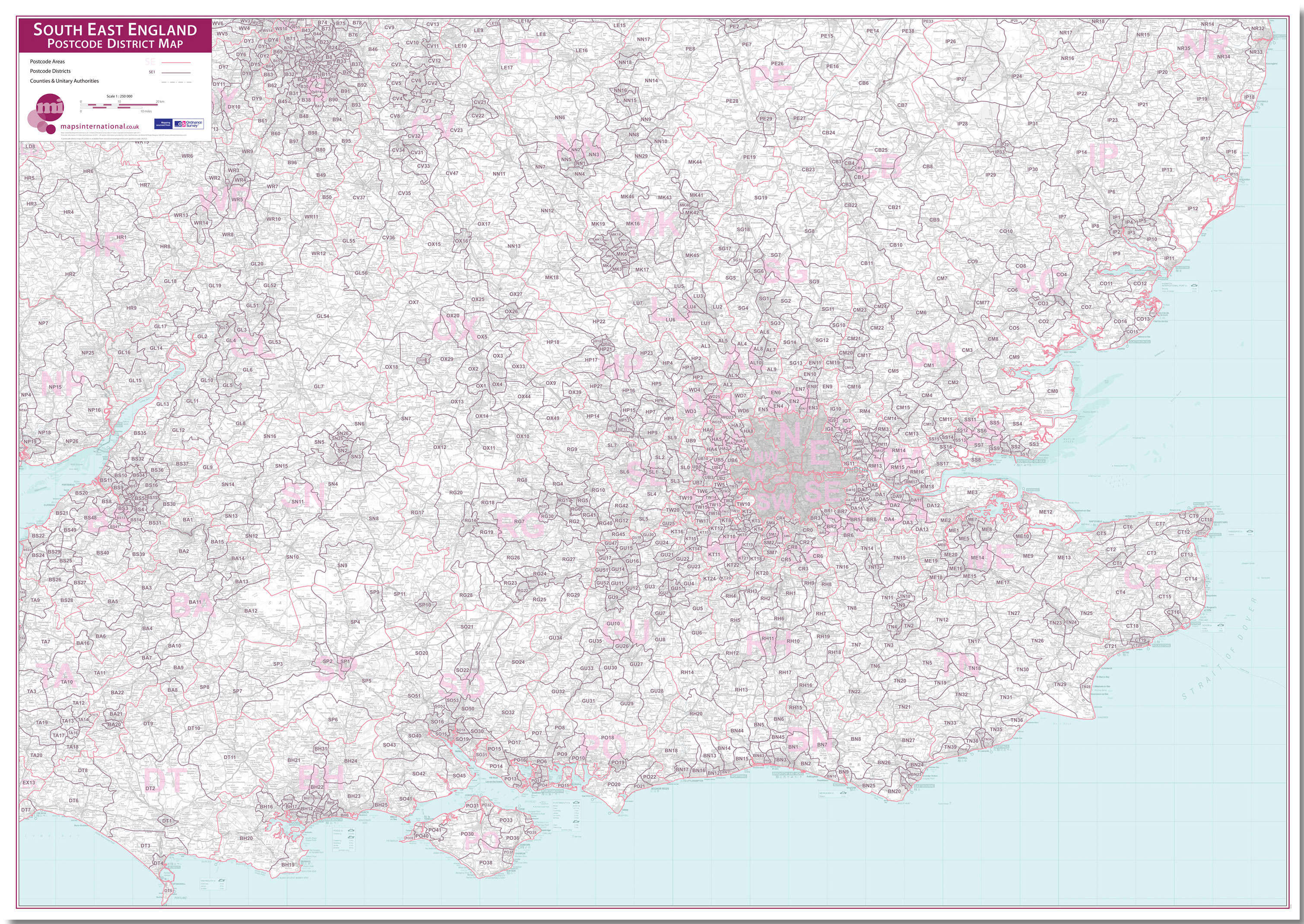 UK00036_L_LMBRD - South East England Postcode District Map