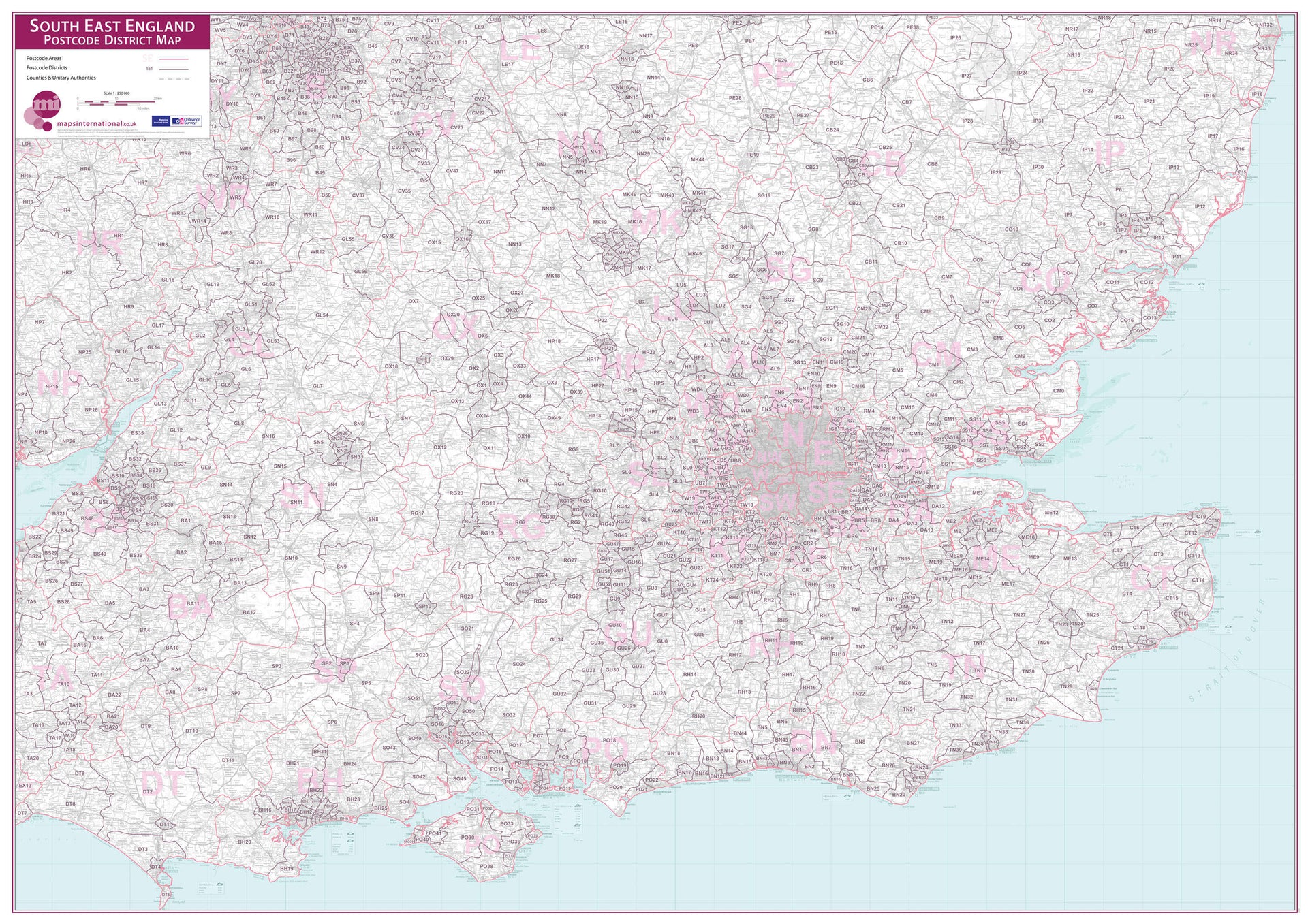UK00036_L_PAPER South East England Postcode District Map