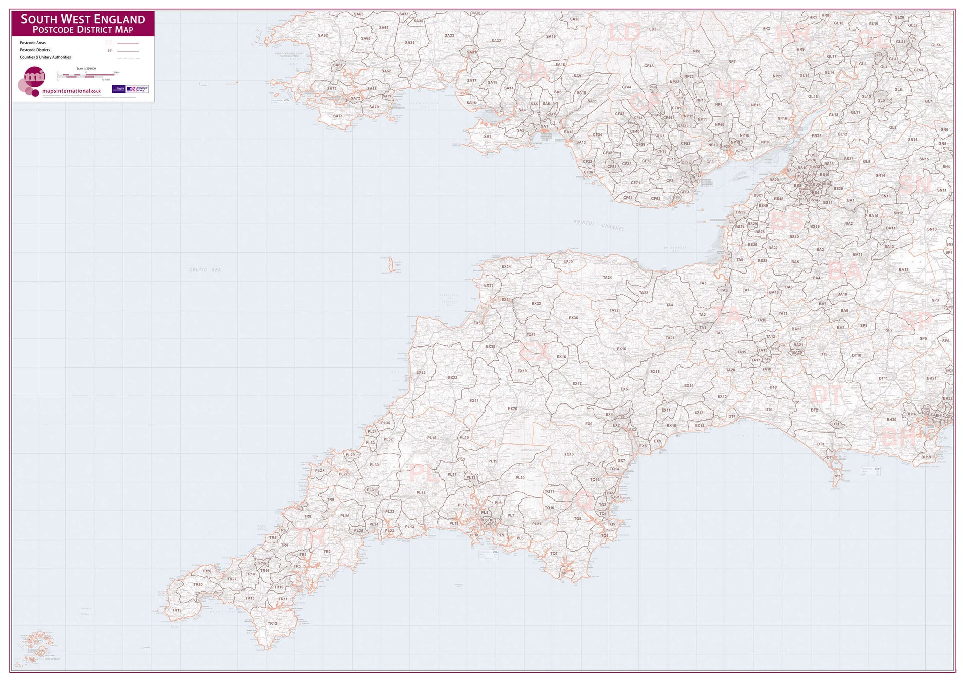 UK00037_L_PAPER South West England Postcode District Map