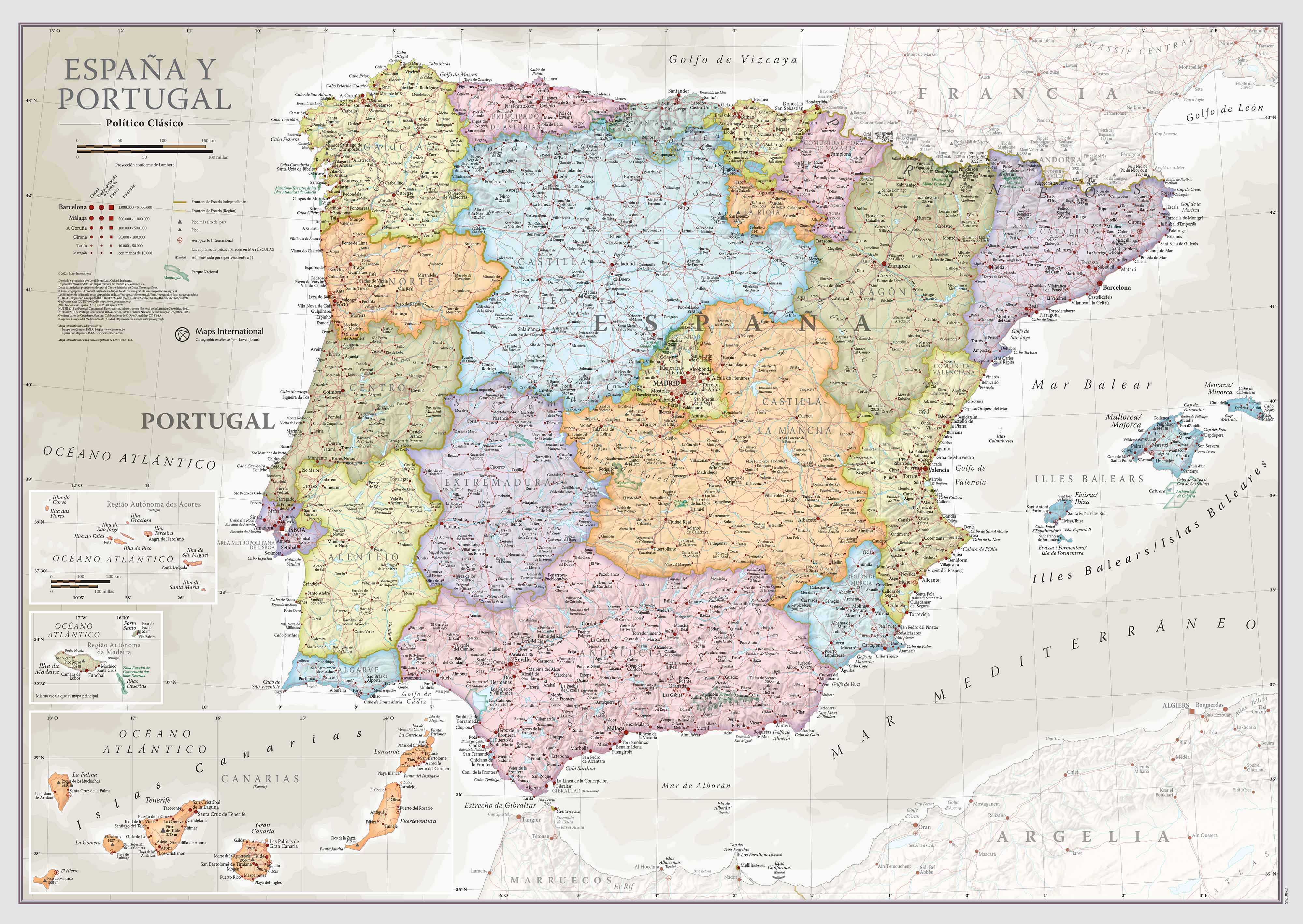 CM01745_L_CWDHB - Spain and Portugal Classic Wall Map