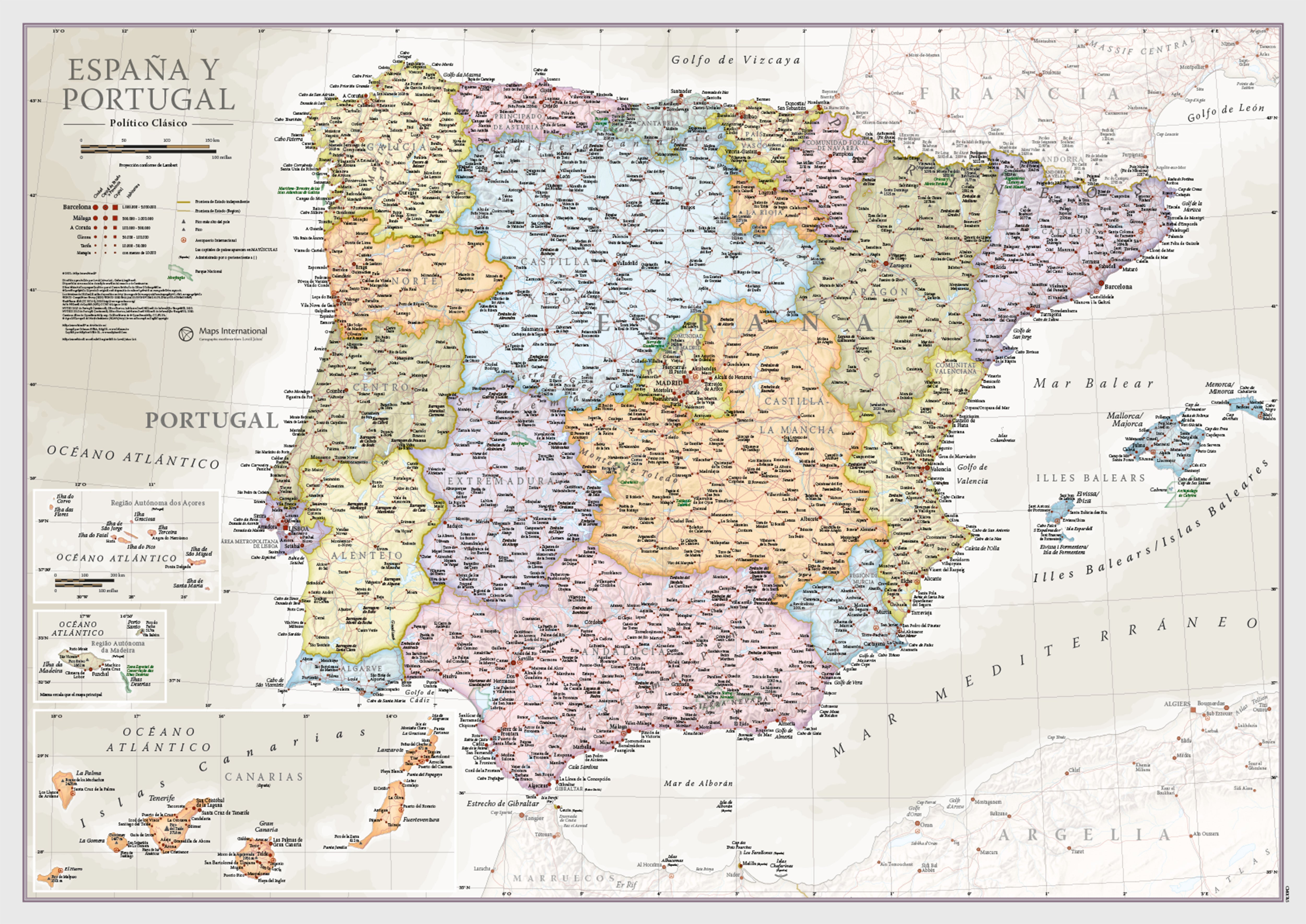 CM01745_S_FSLAM - Spain and Portugal Classic Wall Map