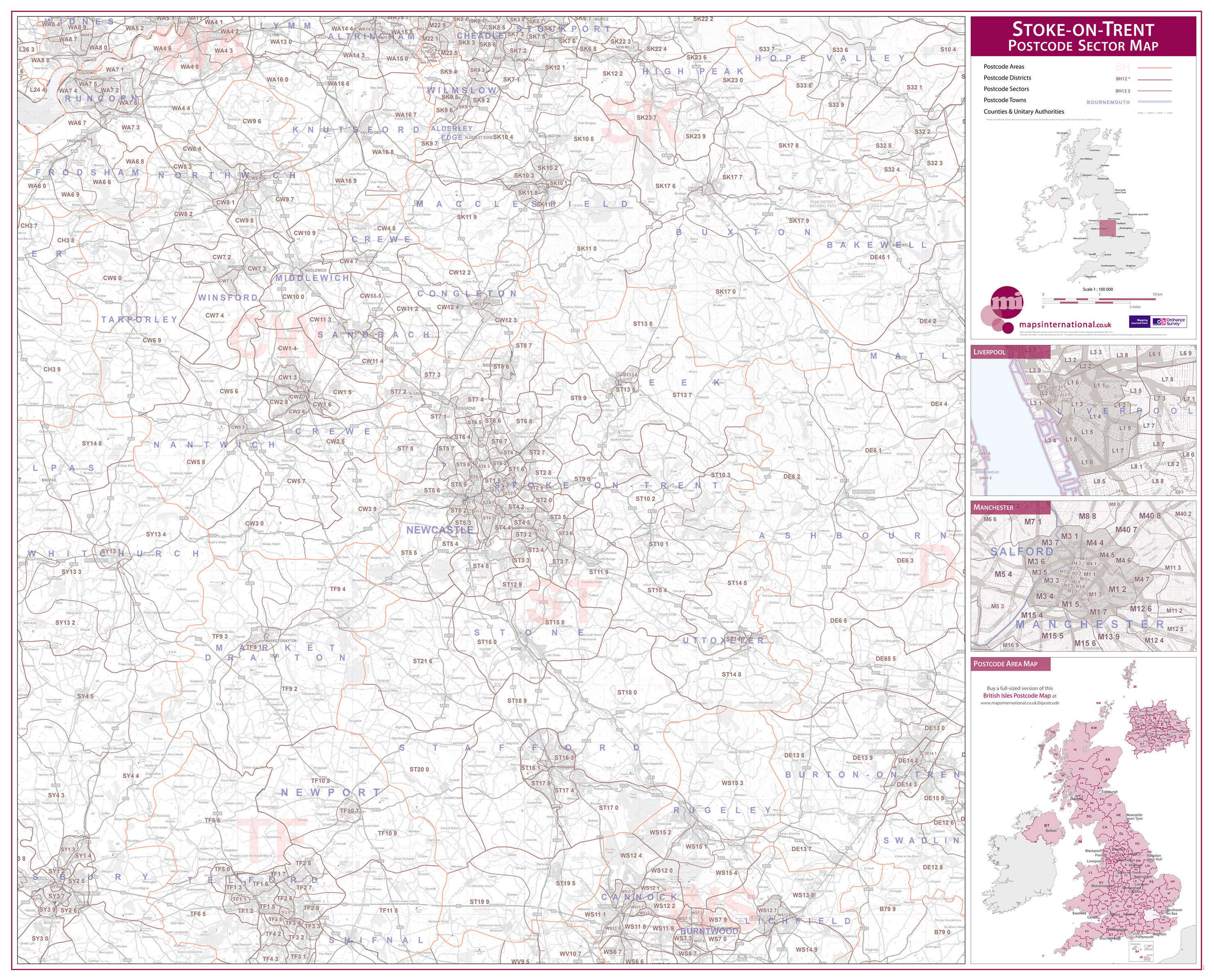 UK00786_L_PAPER - Stoke on Trent Postcode Sector Map