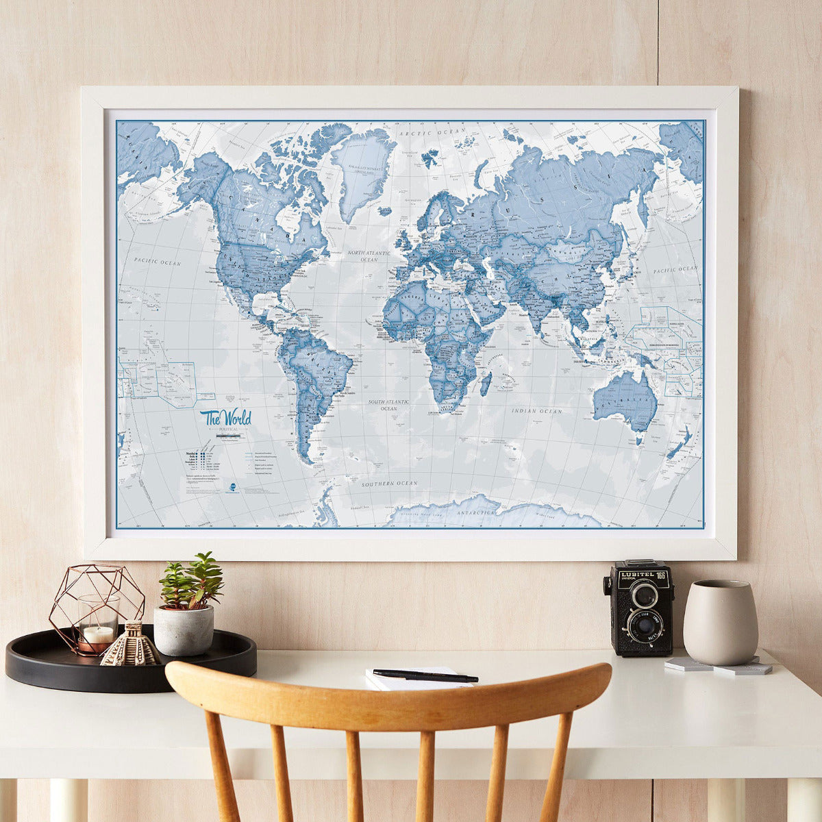 WM00272_M_WDWHI - The World Is Art - Wall Map Blue