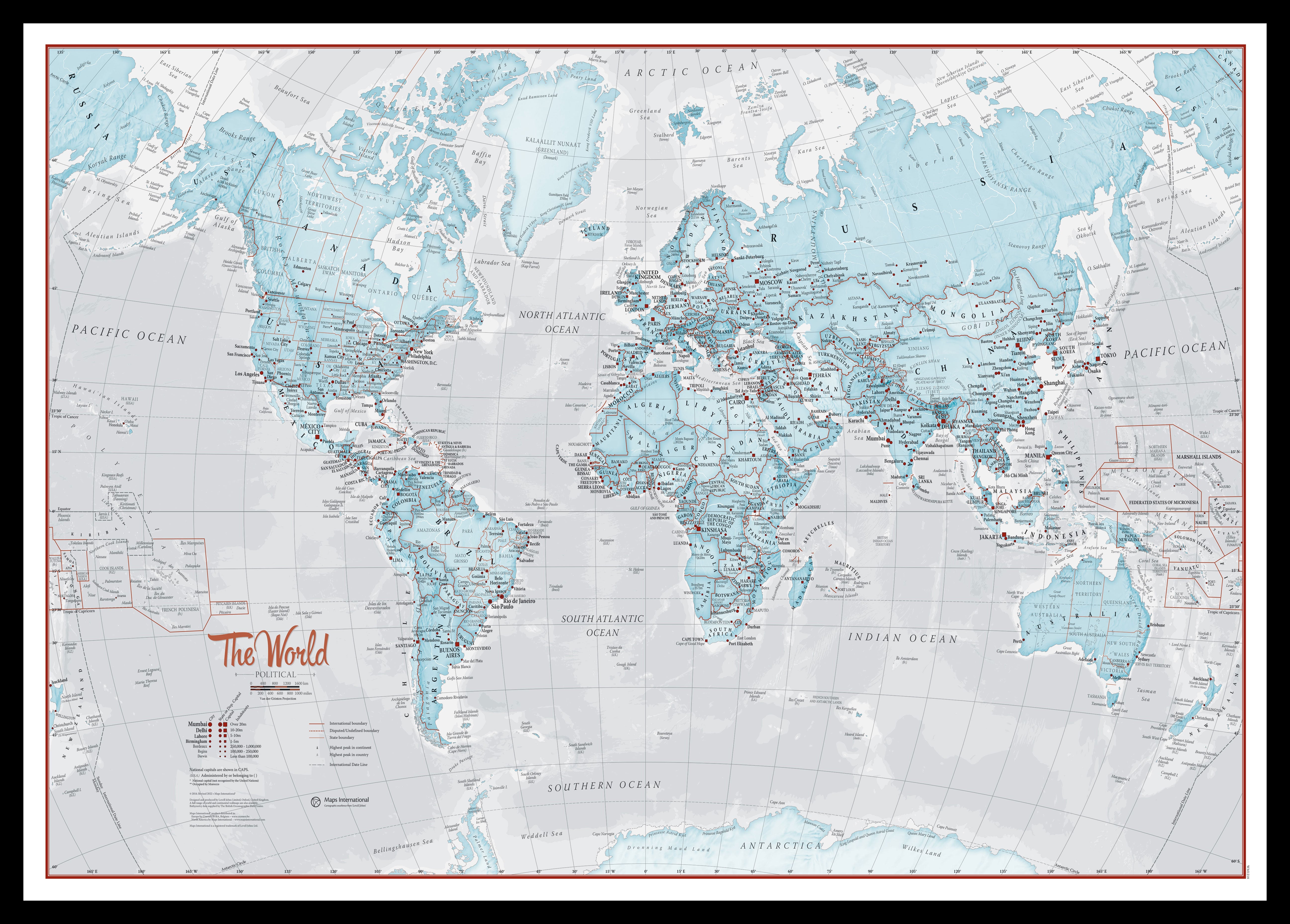 WM01226_S_PINBL - The World Is Art - Wall Map Aqua